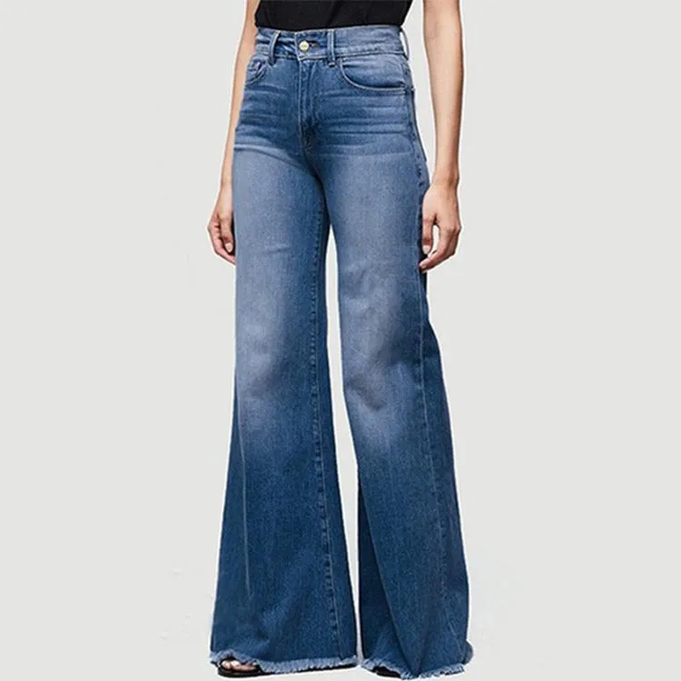 Slim fit flared trousers denim trousers -  Women's Bottom