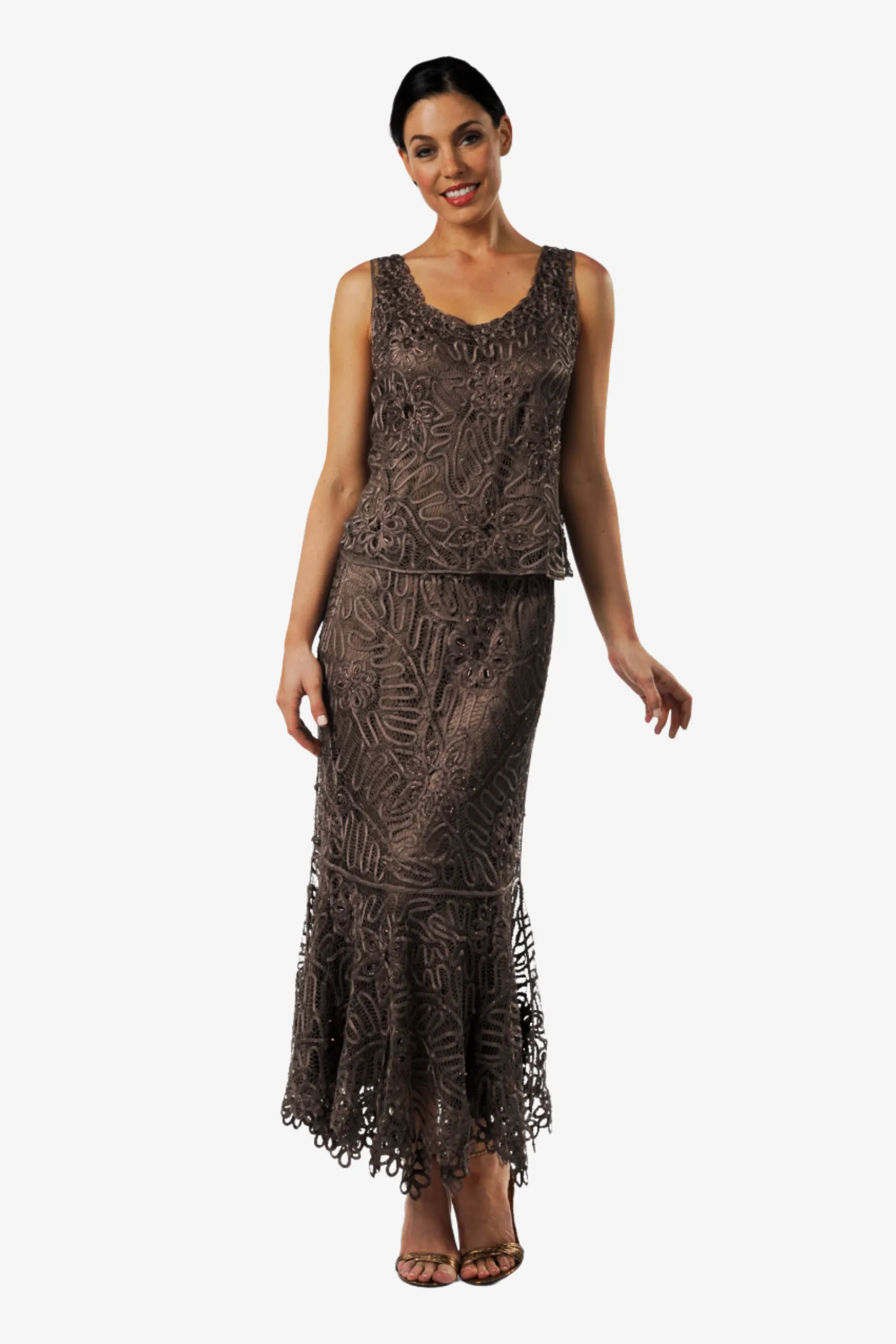 Soulmates C9127 Hand Crocheted Mother of the Bride/Groom Jacket Top and Skirt Set