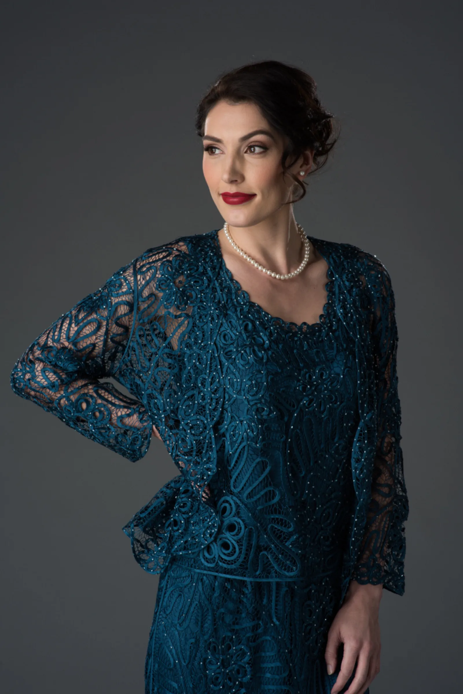 Soulmates C9127 Hand Crocheted Mother of the Bride/Groom Jacket Top and Skirt Set