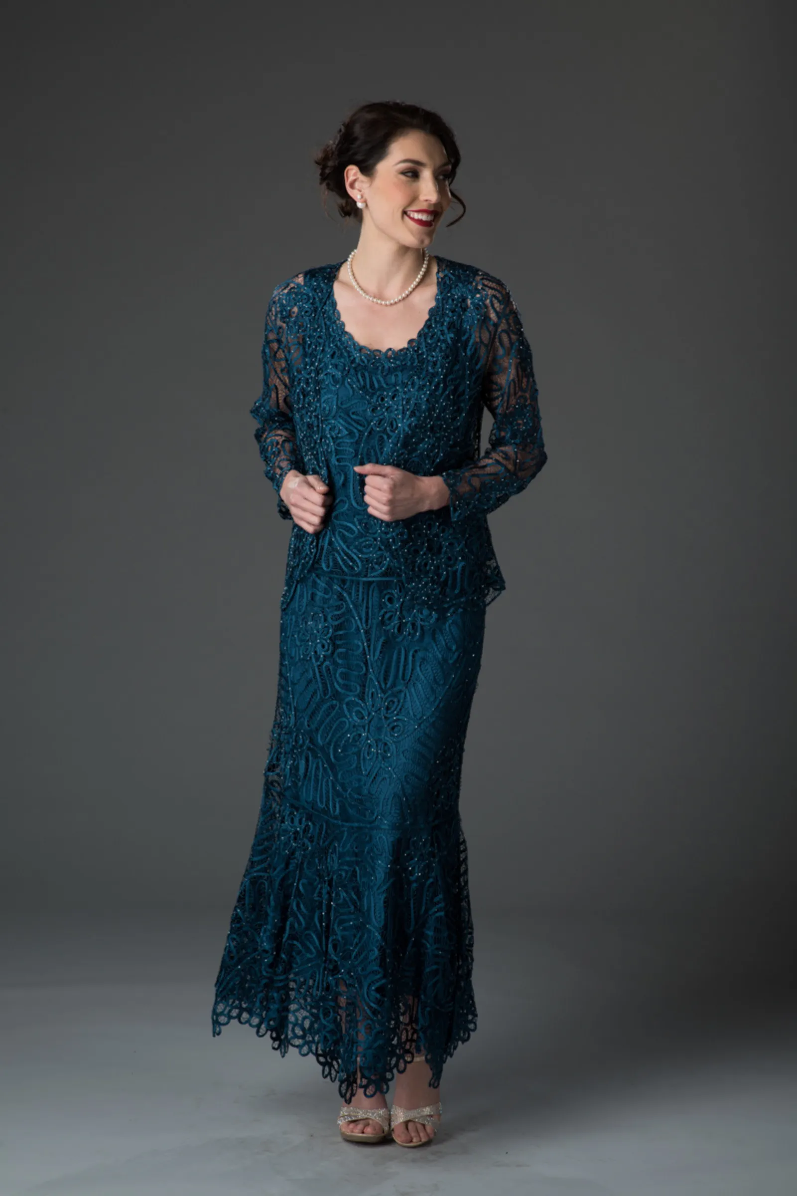 Soulmates C9127 Hand Crocheted Mother of the Bride/Groom Jacket Top and Skirt Set