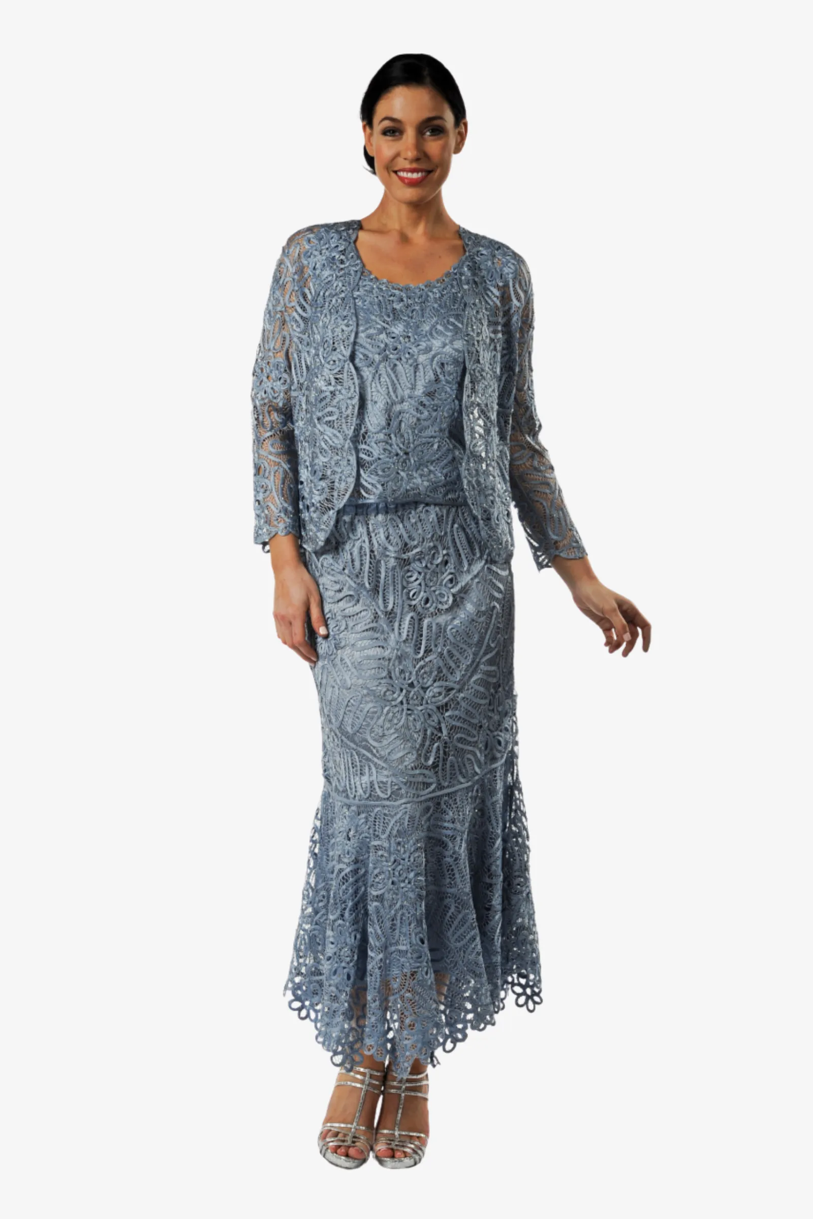 Soulmates C9127 Hand Crocheted Mother of the Bride/Groom Jacket Top and Skirt Set