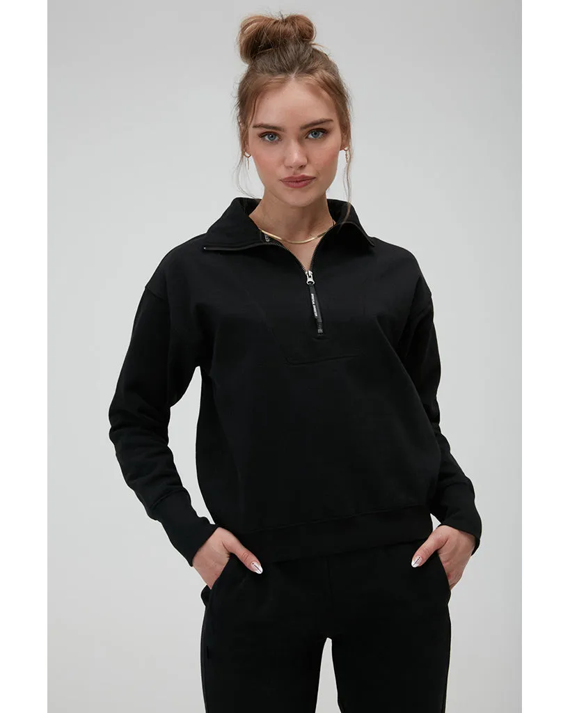 Spiritual Gangster Half Zip Pullover - Womens - Black
