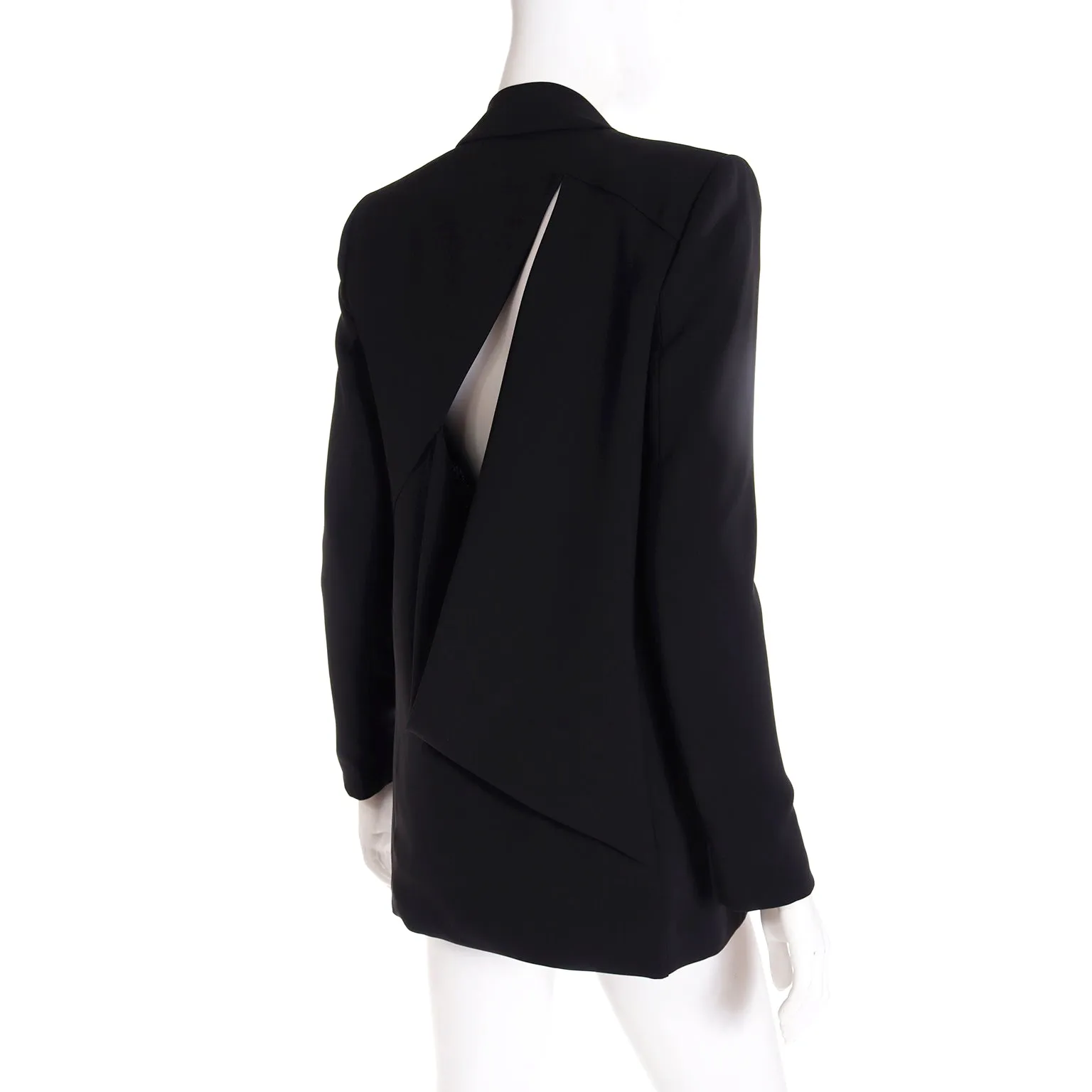 S/S 2013 Deadstock Versace Black Open Blazer Jacket w Open Slash Draped Back