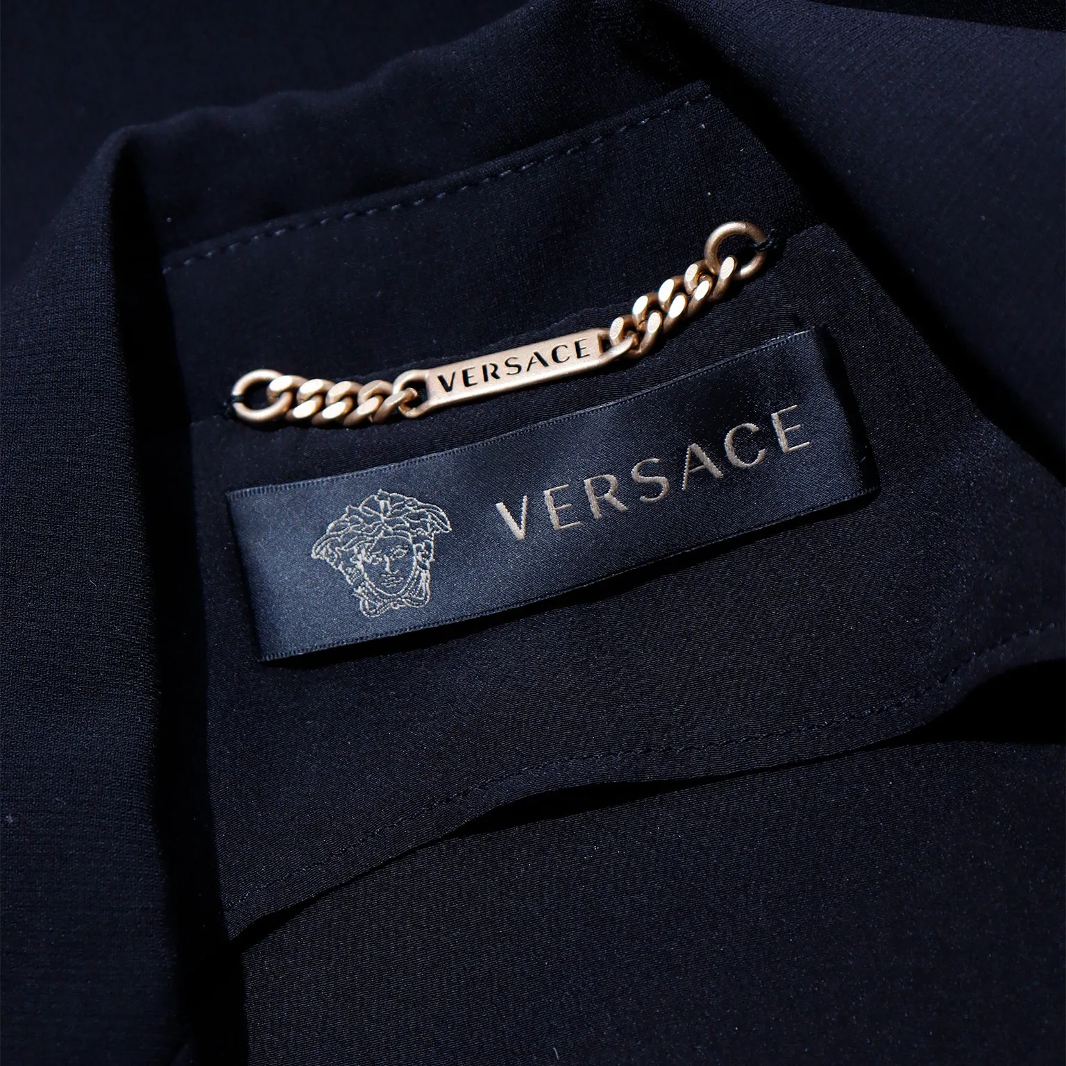 S/S 2013 Deadstock Versace Black Open Blazer Jacket w Open Slash Draped Back