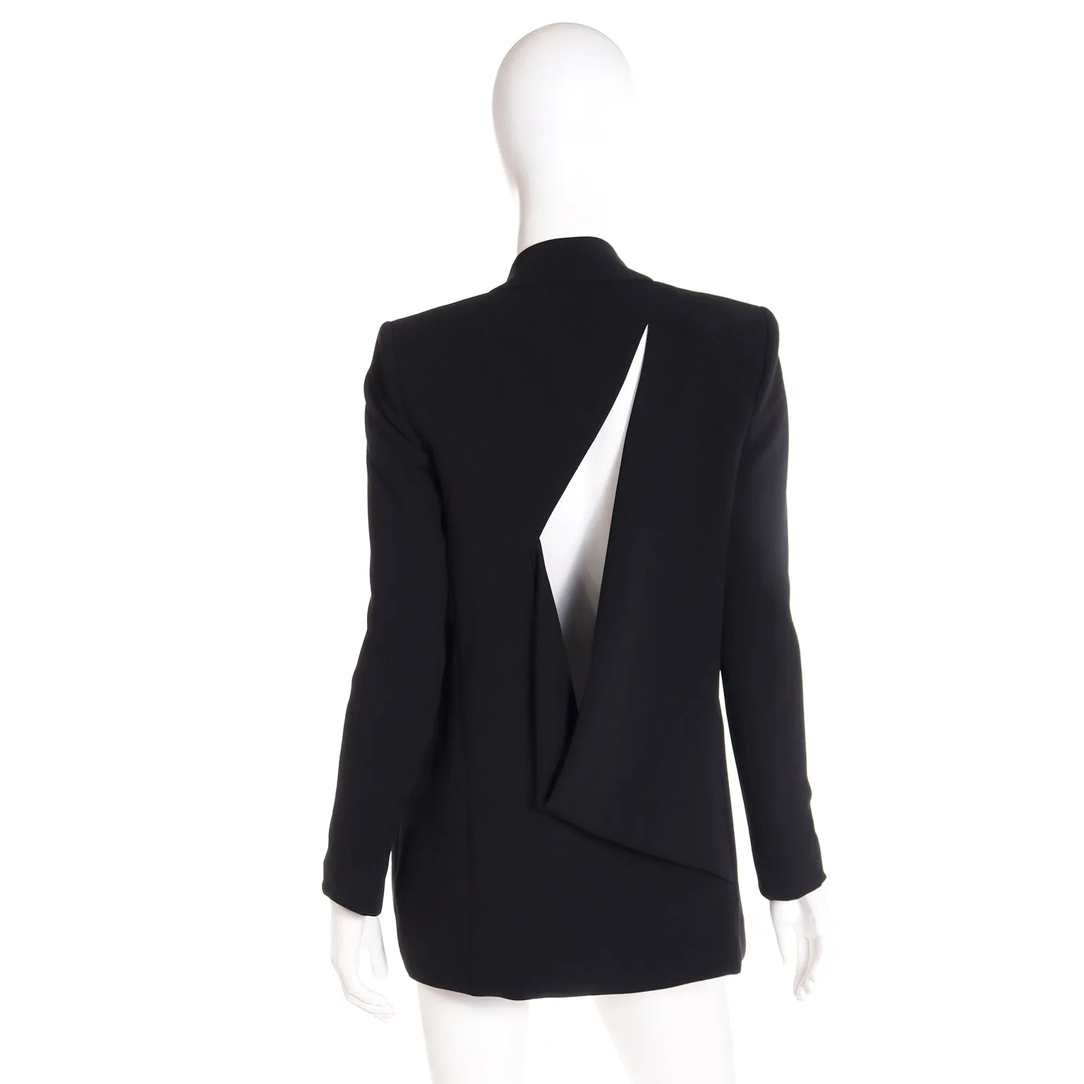 S/S 2013 Deadstock Versace Black Open Blazer Jacket w Open Slash Draped Back