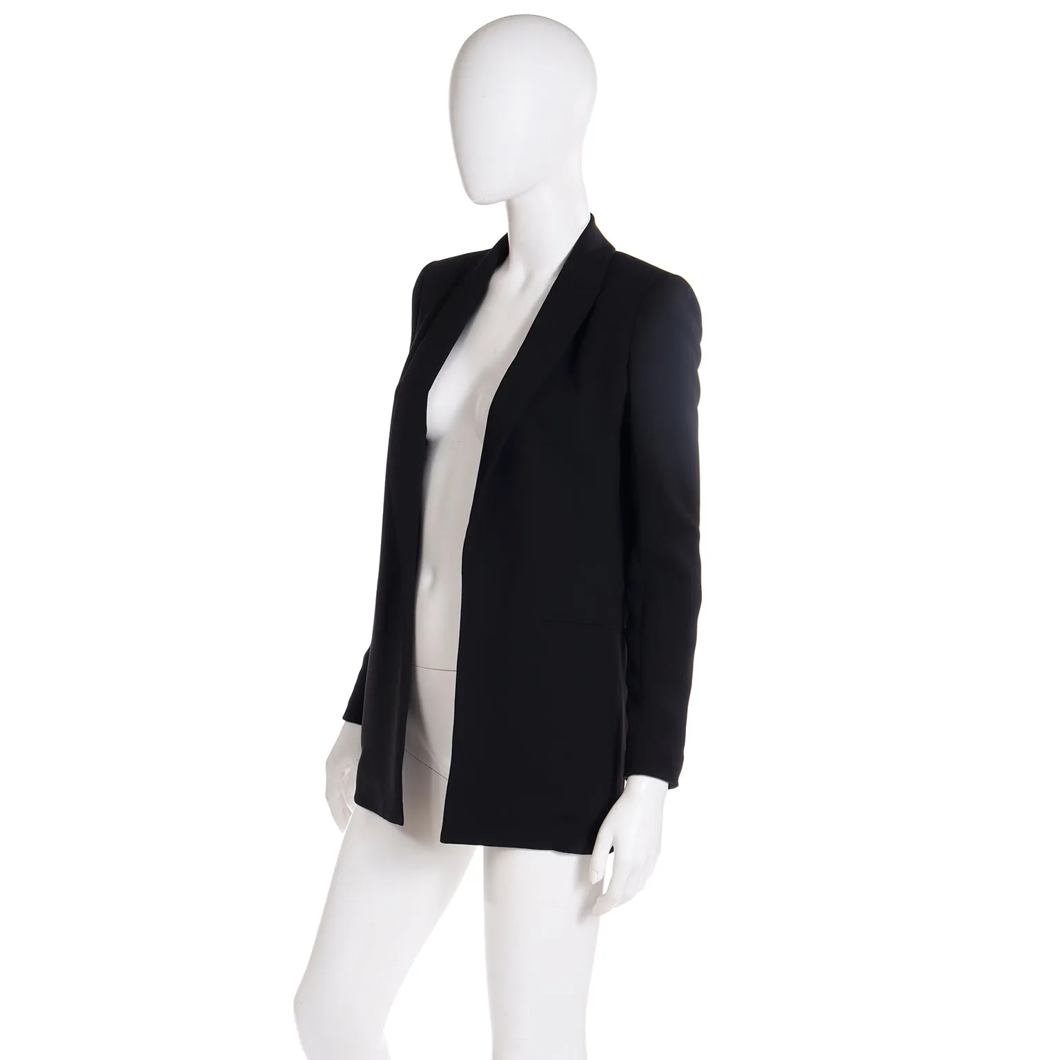 S/S 2013 Deadstock Versace Black Open Blazer Jacket w Open Slash Draped Back