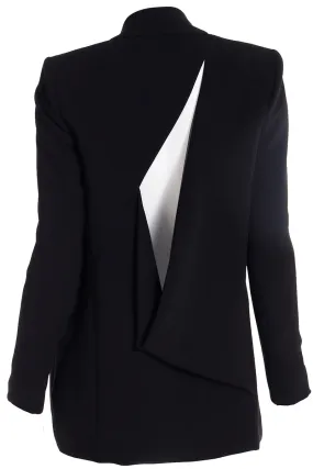 S/S 2013 Deadstock Versace Black Open Blazer Jacket w Open Slash Draped Back
