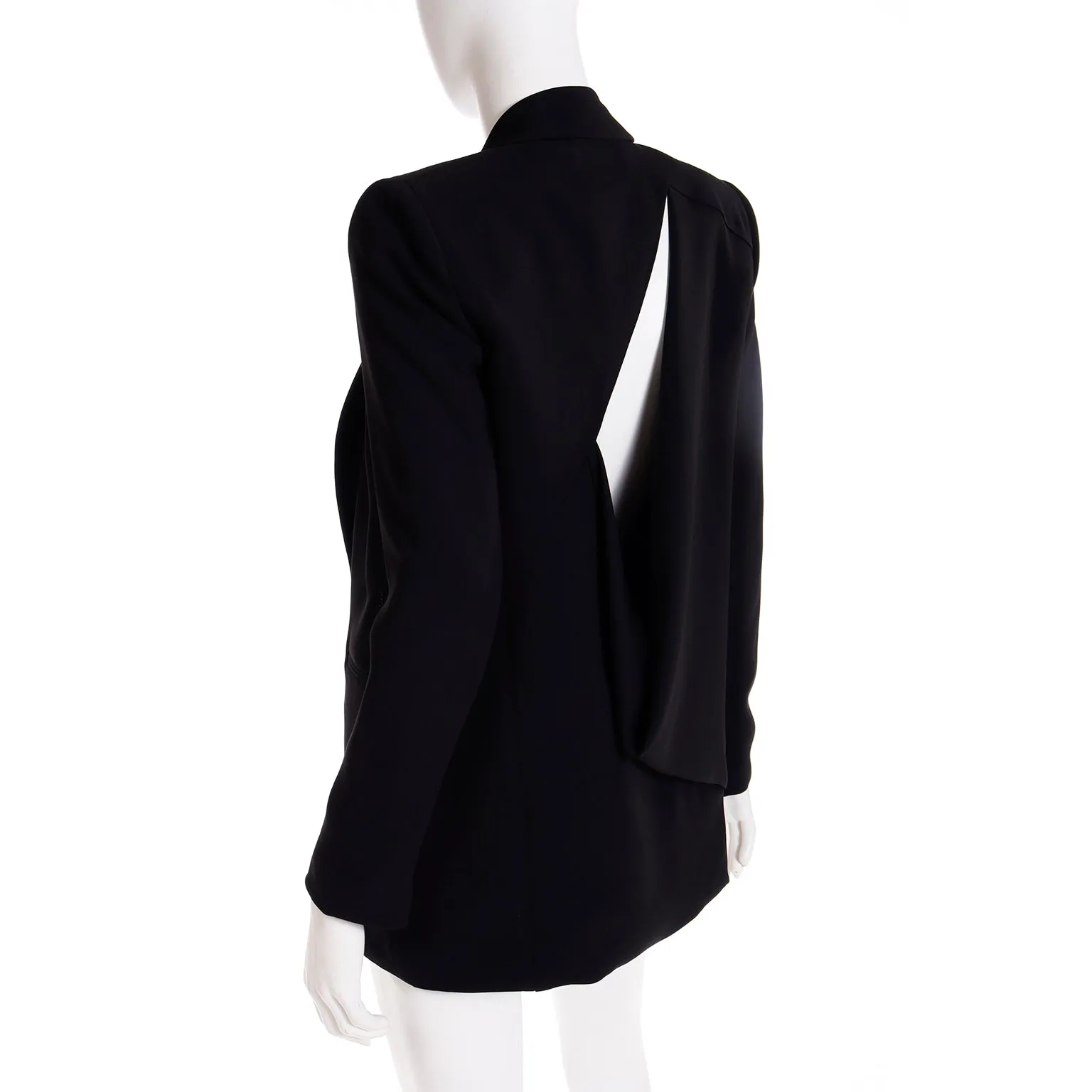 S/S 2013 Deadstock Versace Black Open Blazer Jacket w Open Slash Draped Back