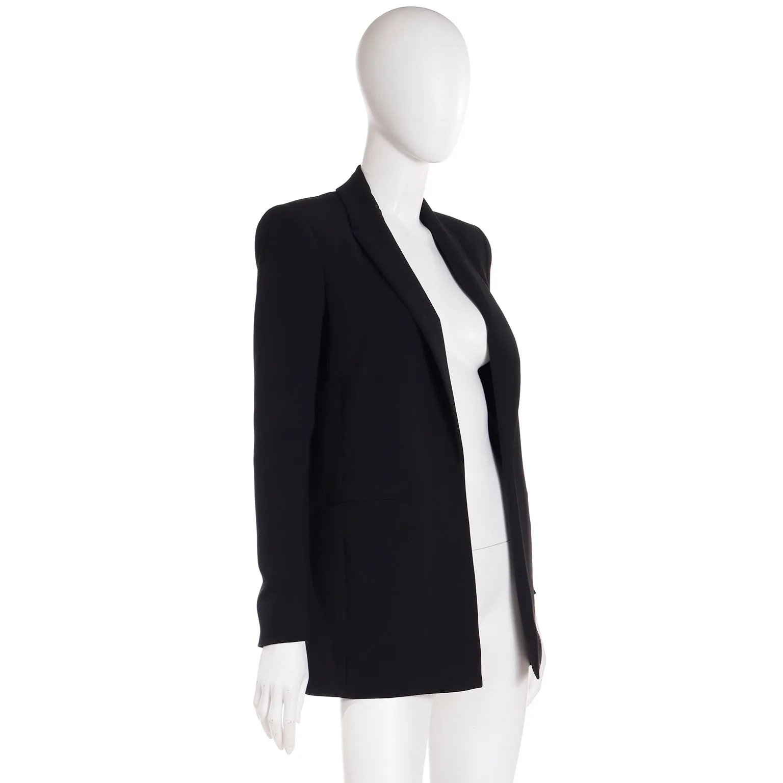 S/S 2013 Deadstock Versace Black Open Blazer Jacket w Open Slash Draped Back