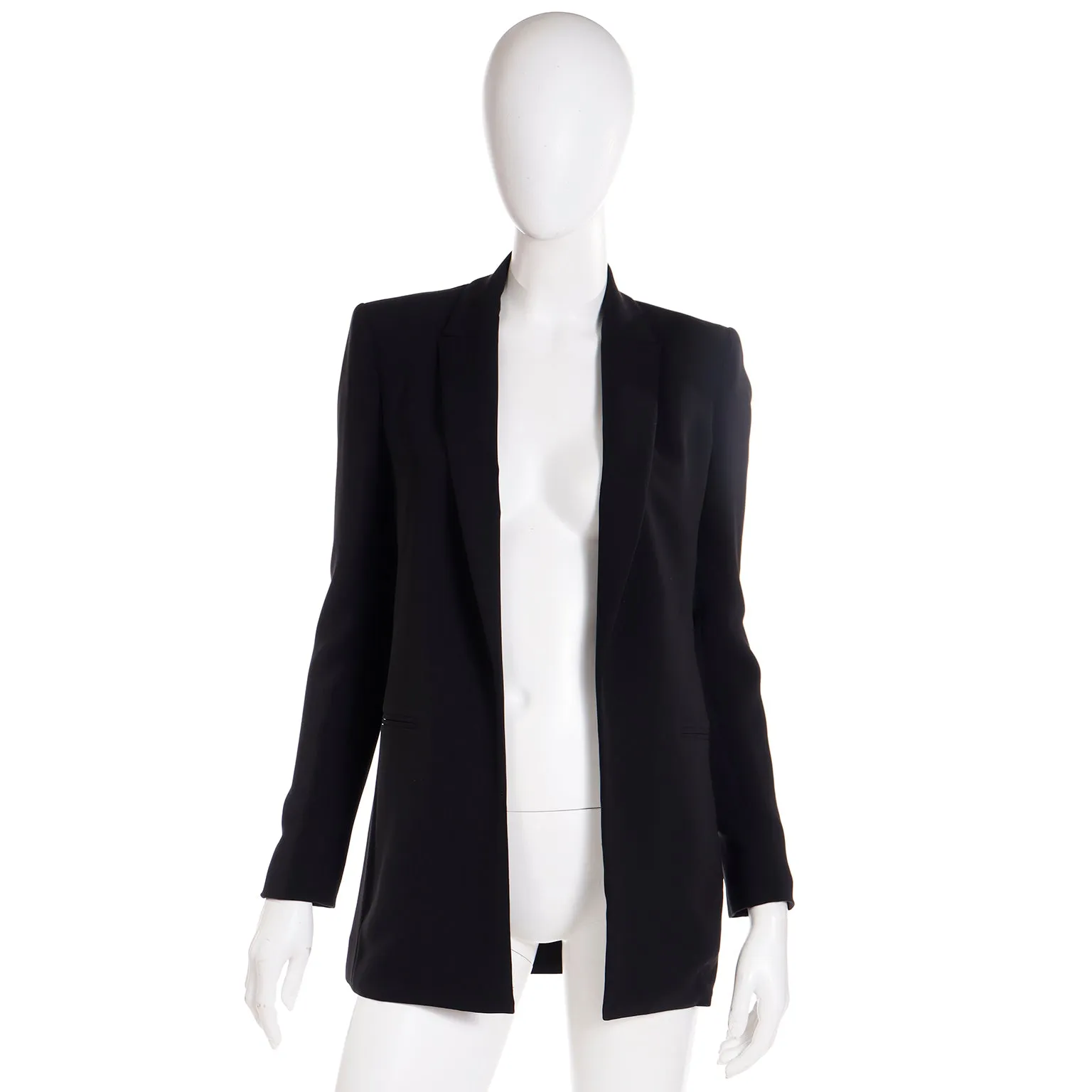 S/S 2013 Deadstock Versace Black Open Blazer Jacket w Open Slash Draped Back