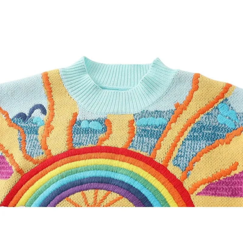 Stay Vibrant with the Kawaii Smile Nature Rainbow Sweater