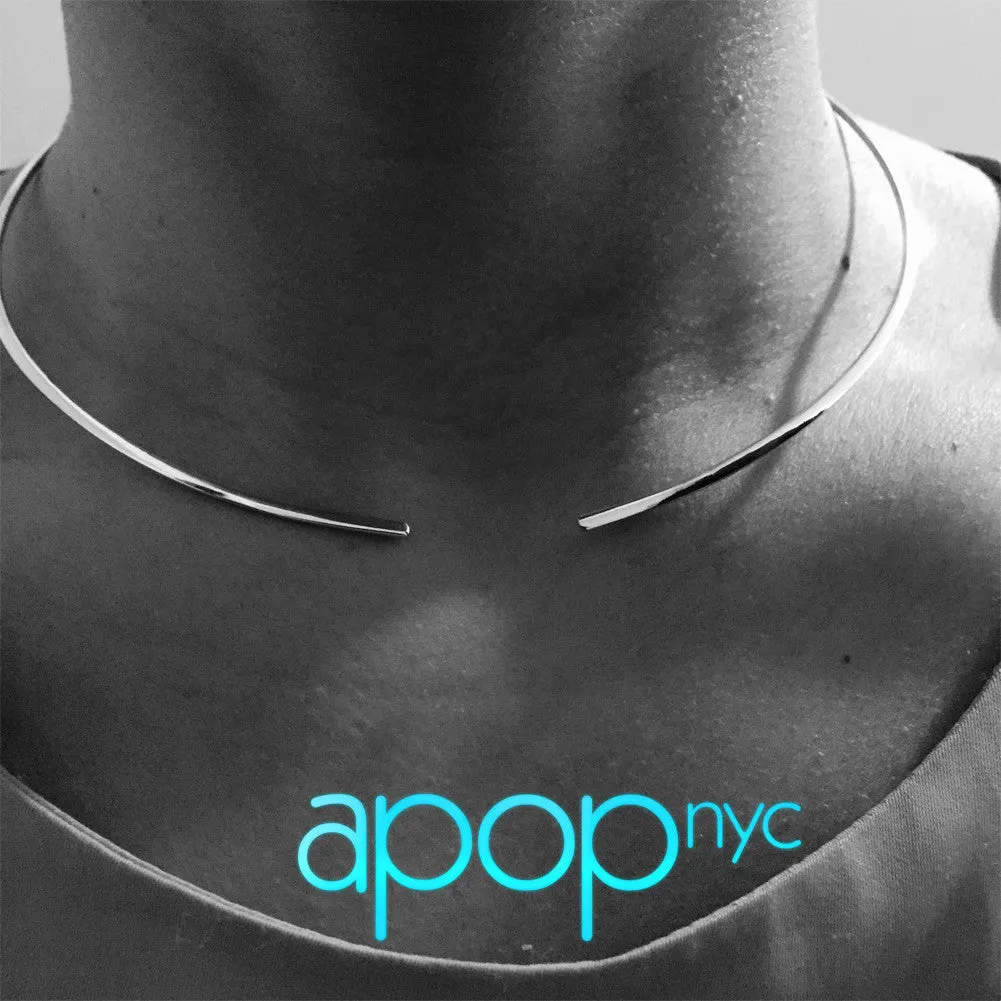 Sterling Silver Thin Cuff Choker Collar Necklace