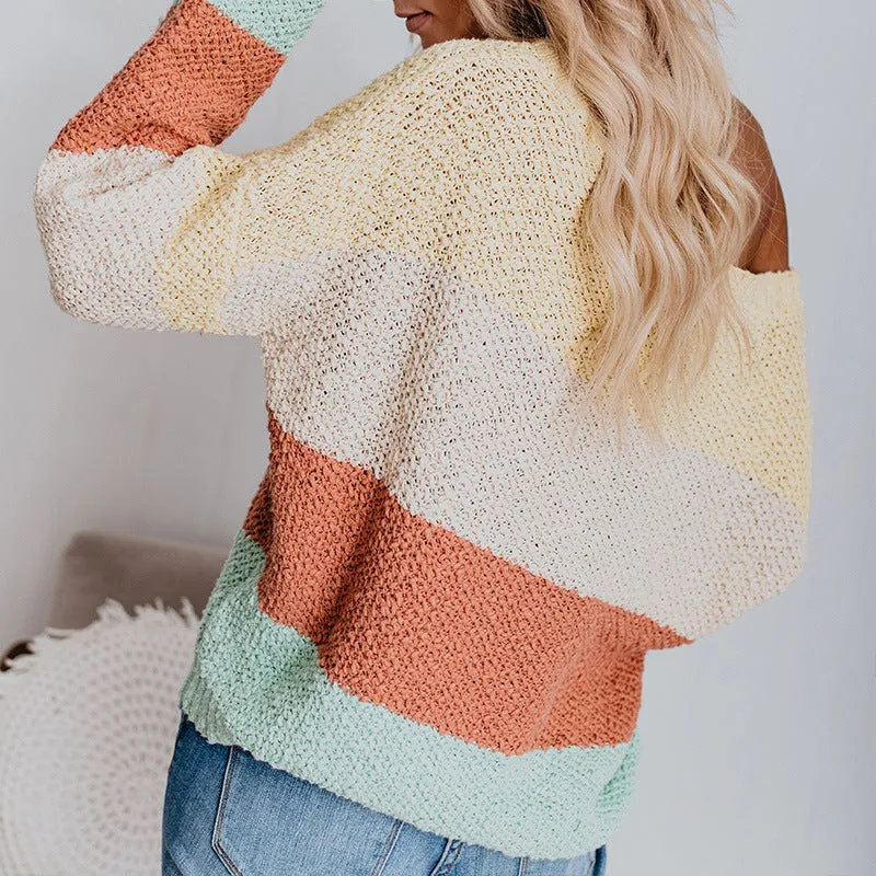 Striped Long Sleeve Loose Sweater