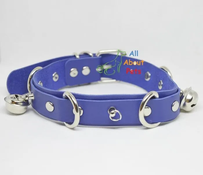 Studded Dog Leather Collar With Bells