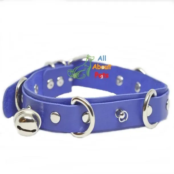 Studded Dog Leather Collar With Bells