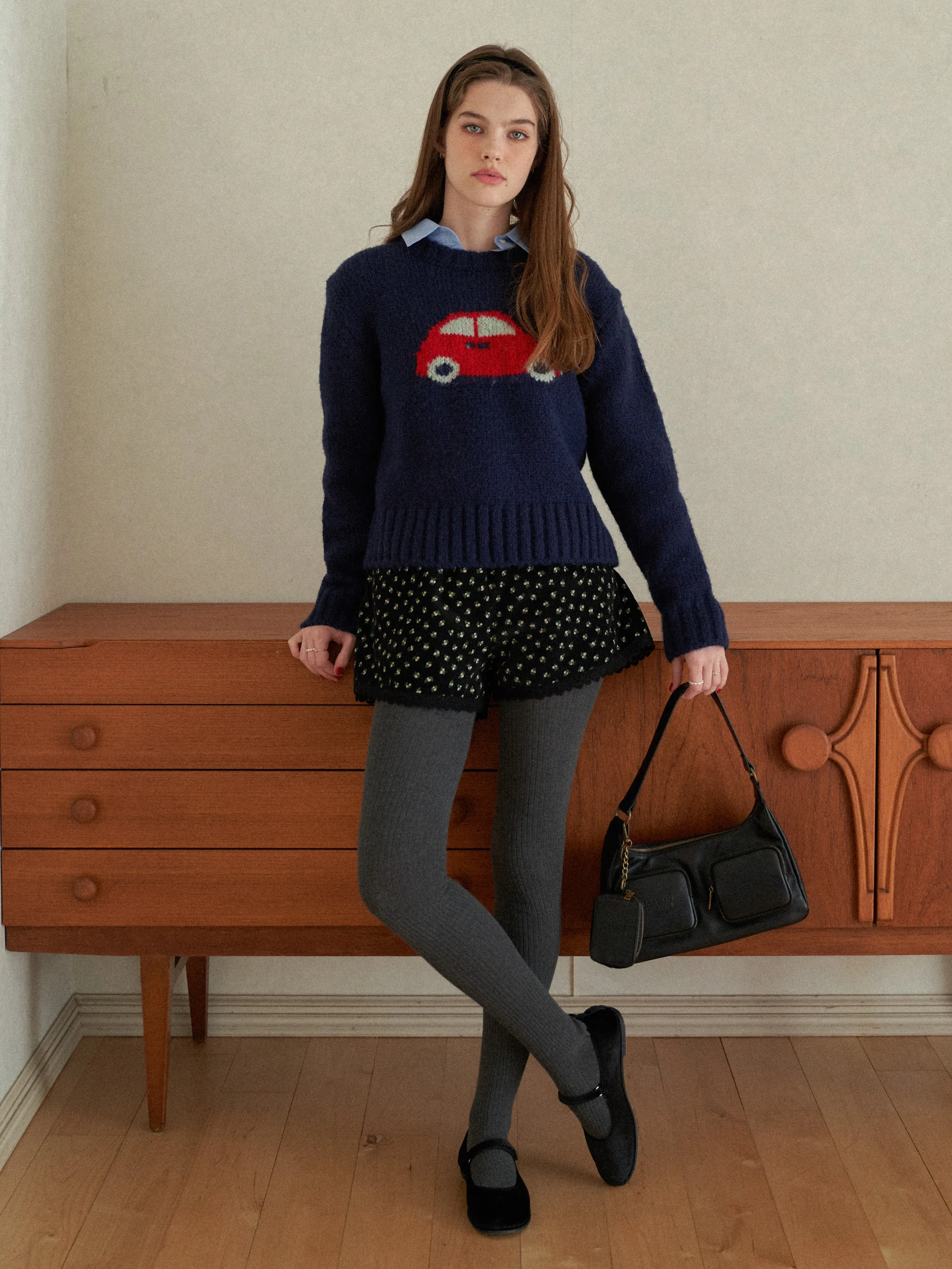 Tiny Flower Corduroy Half Pants