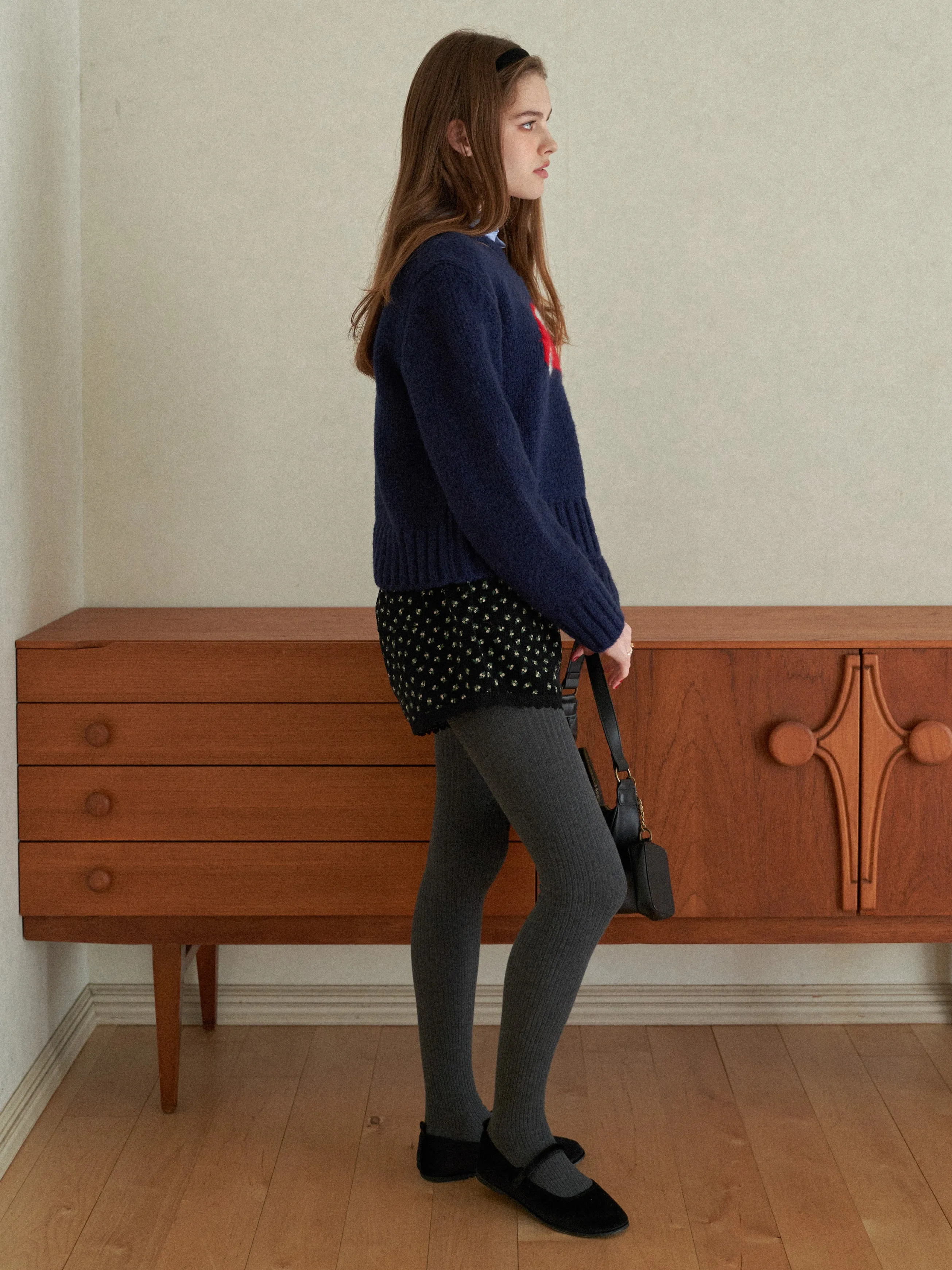 Tiny Flower Corduroy Half Pants