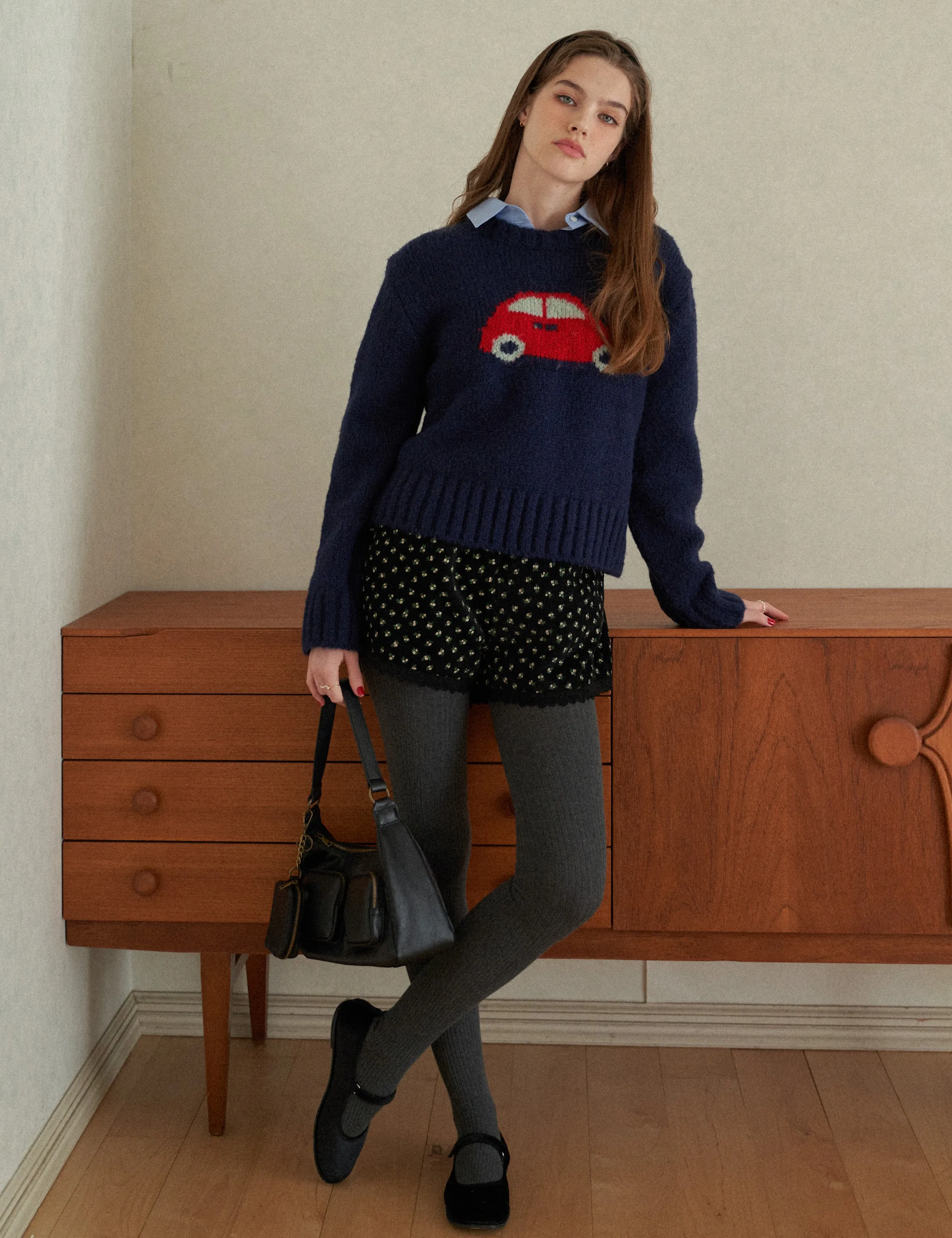 Tiny Flower Corduroy Half Pants