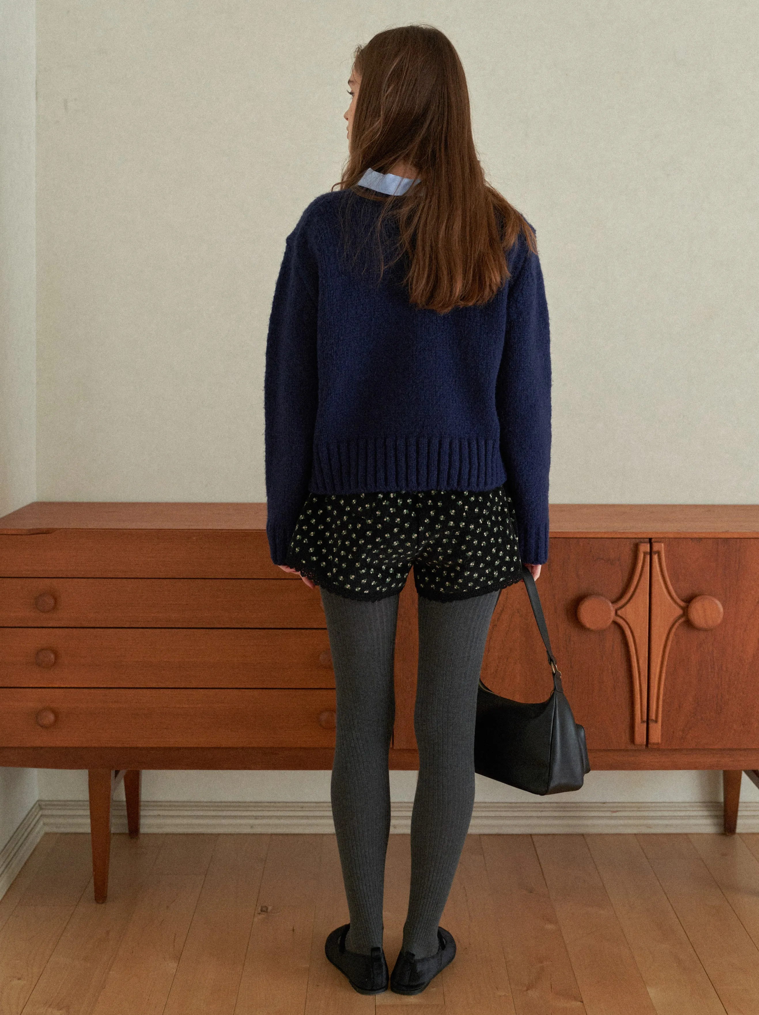 Tiny Flower Corduroy Half Pants