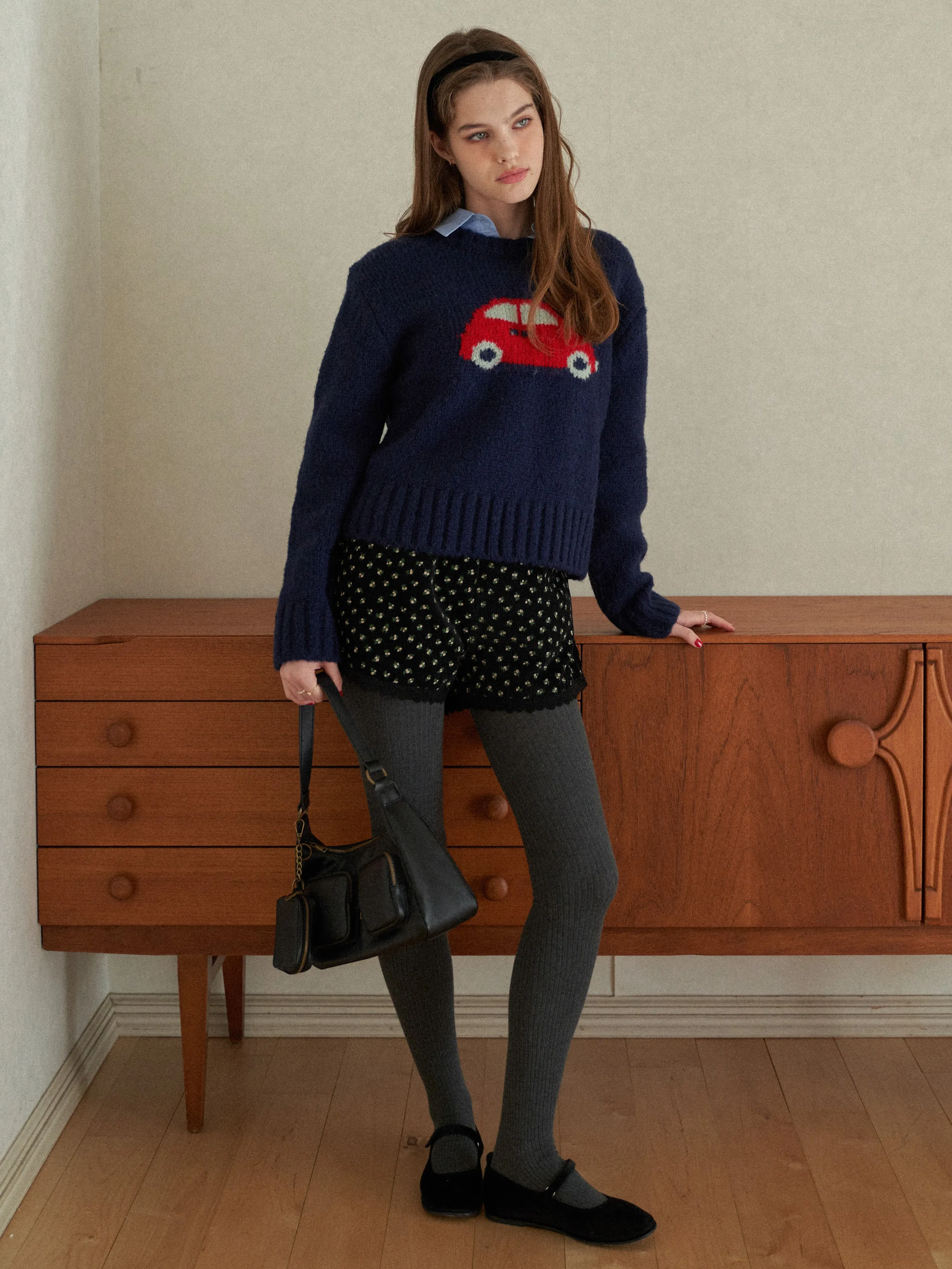 Tiny Flower Corduroy Half Pants