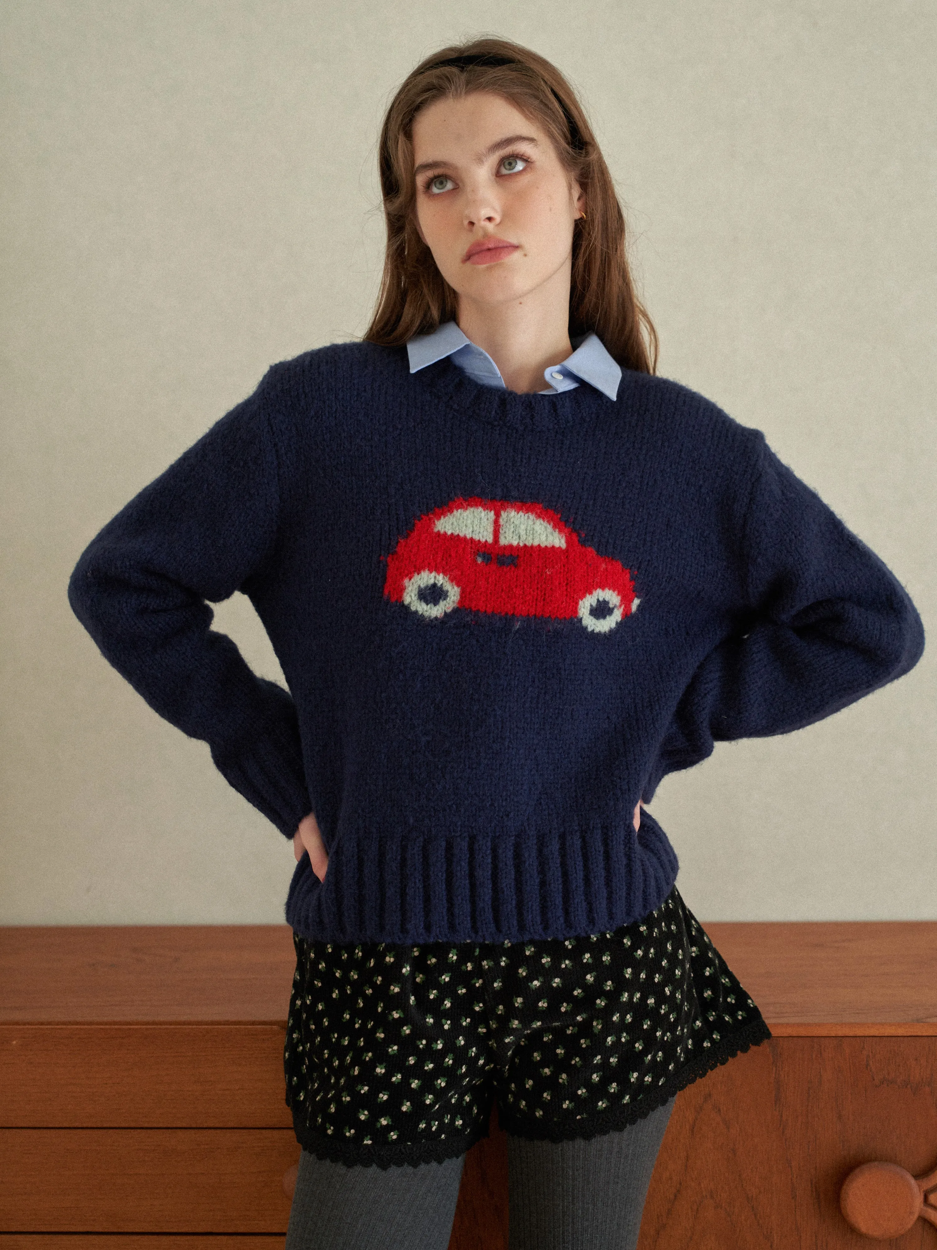 Tiny Flower Corduroy Half Pants