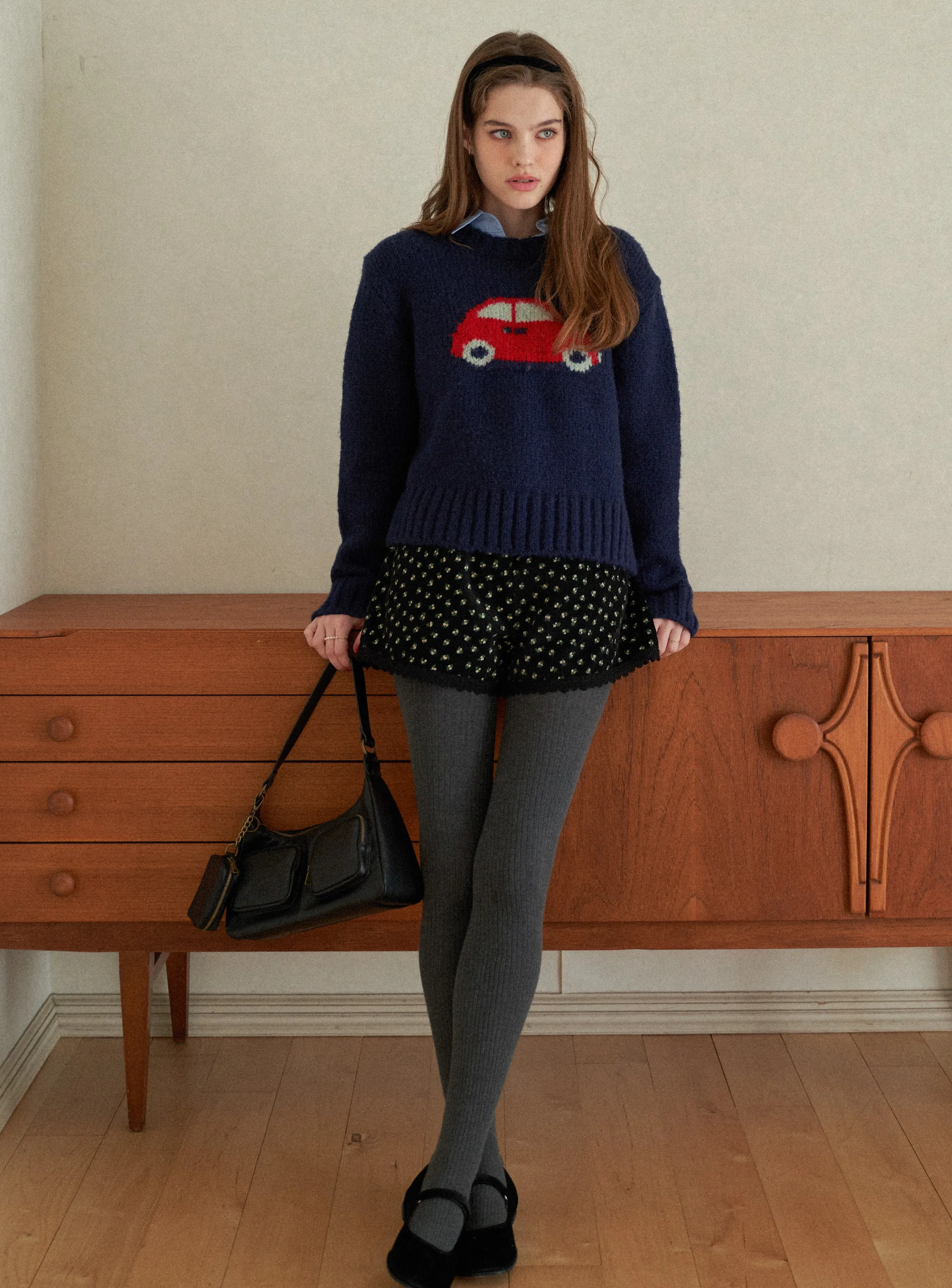 Tiny Flower Corduroy Half Pants