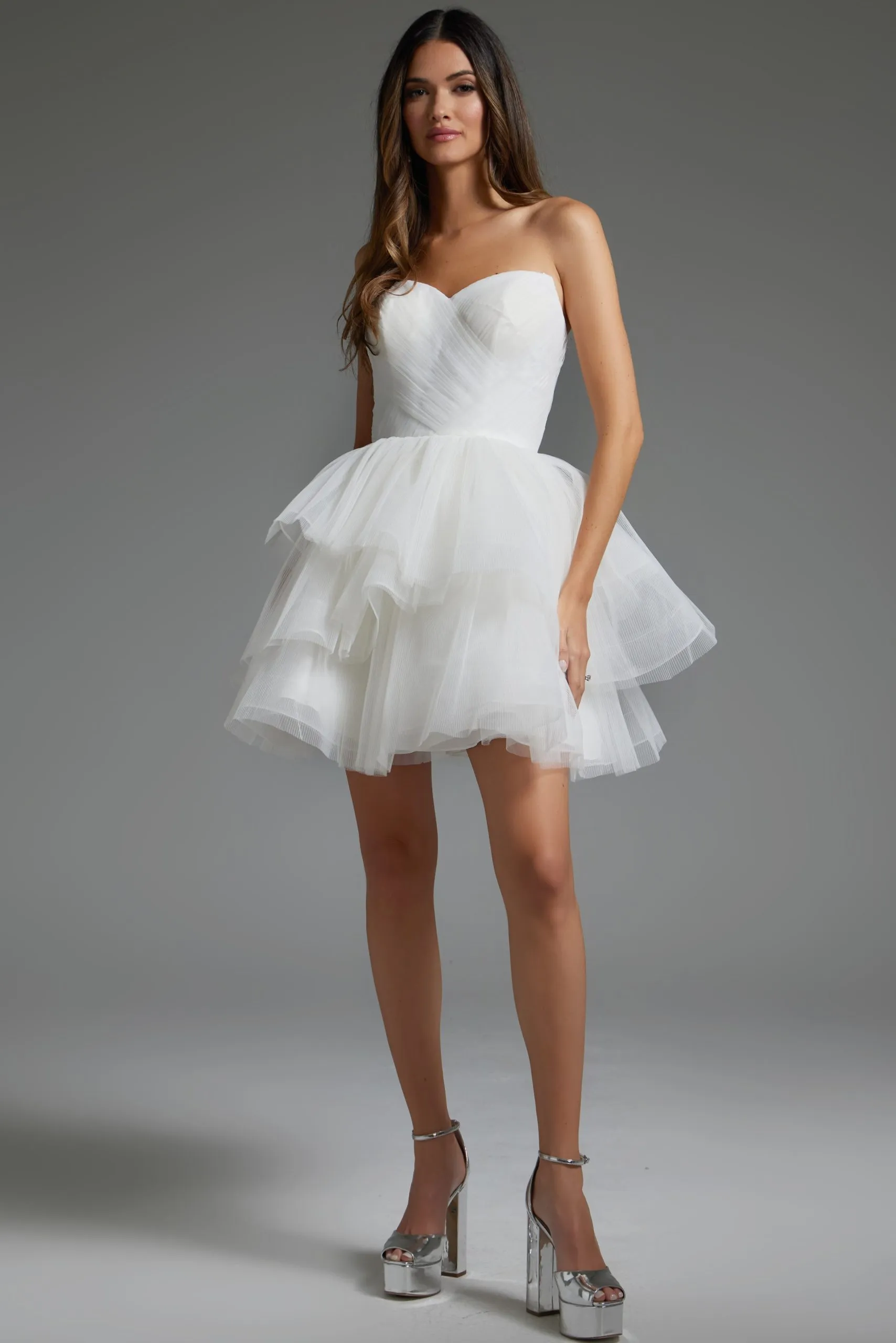 Tulle Short Strapless A-line Dress by Jovani 41054