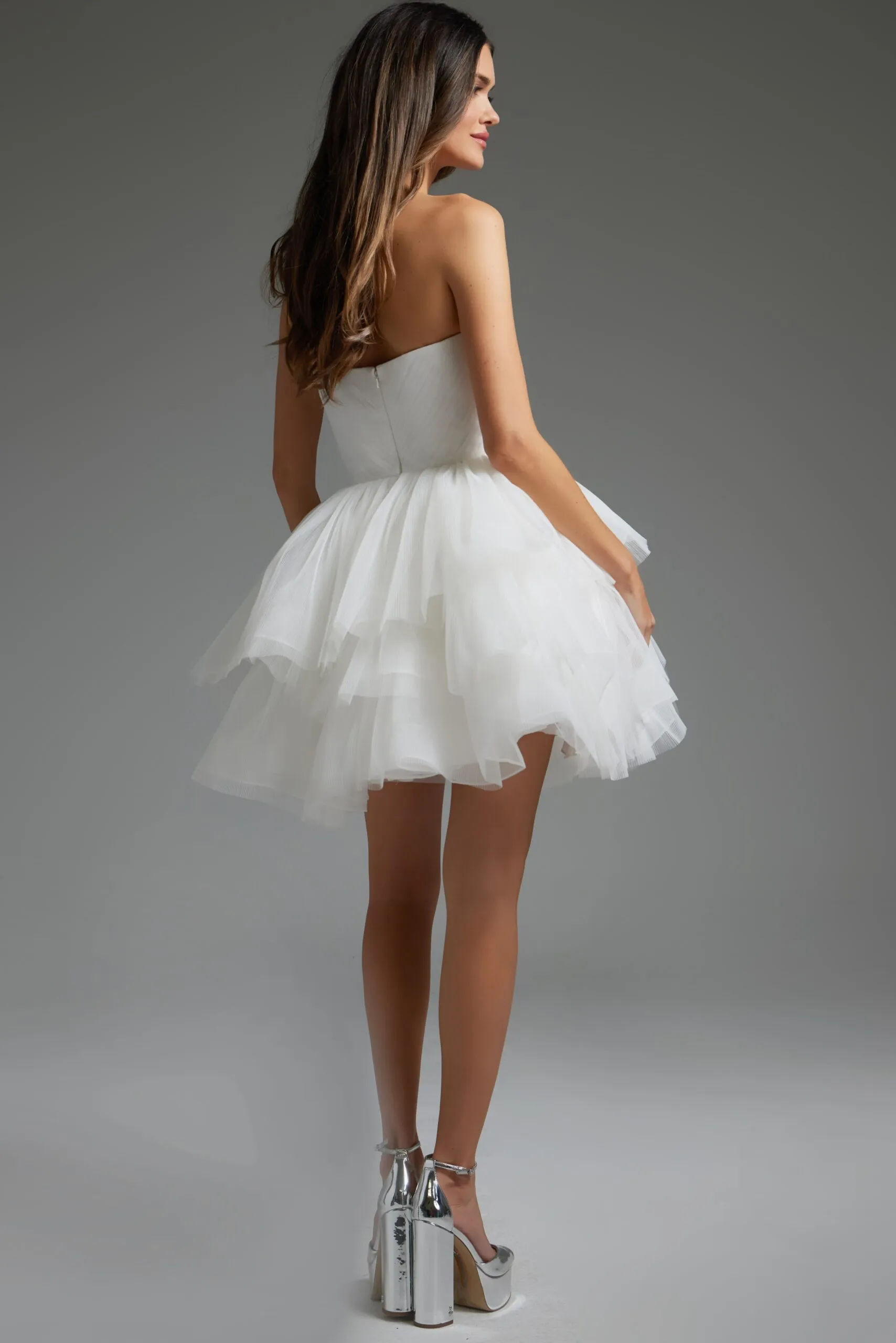 Tulle Short Strapless A-line Dress by Jovani 41054
