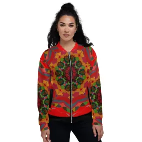 Unisex Bomber Jacket - Mandala Red