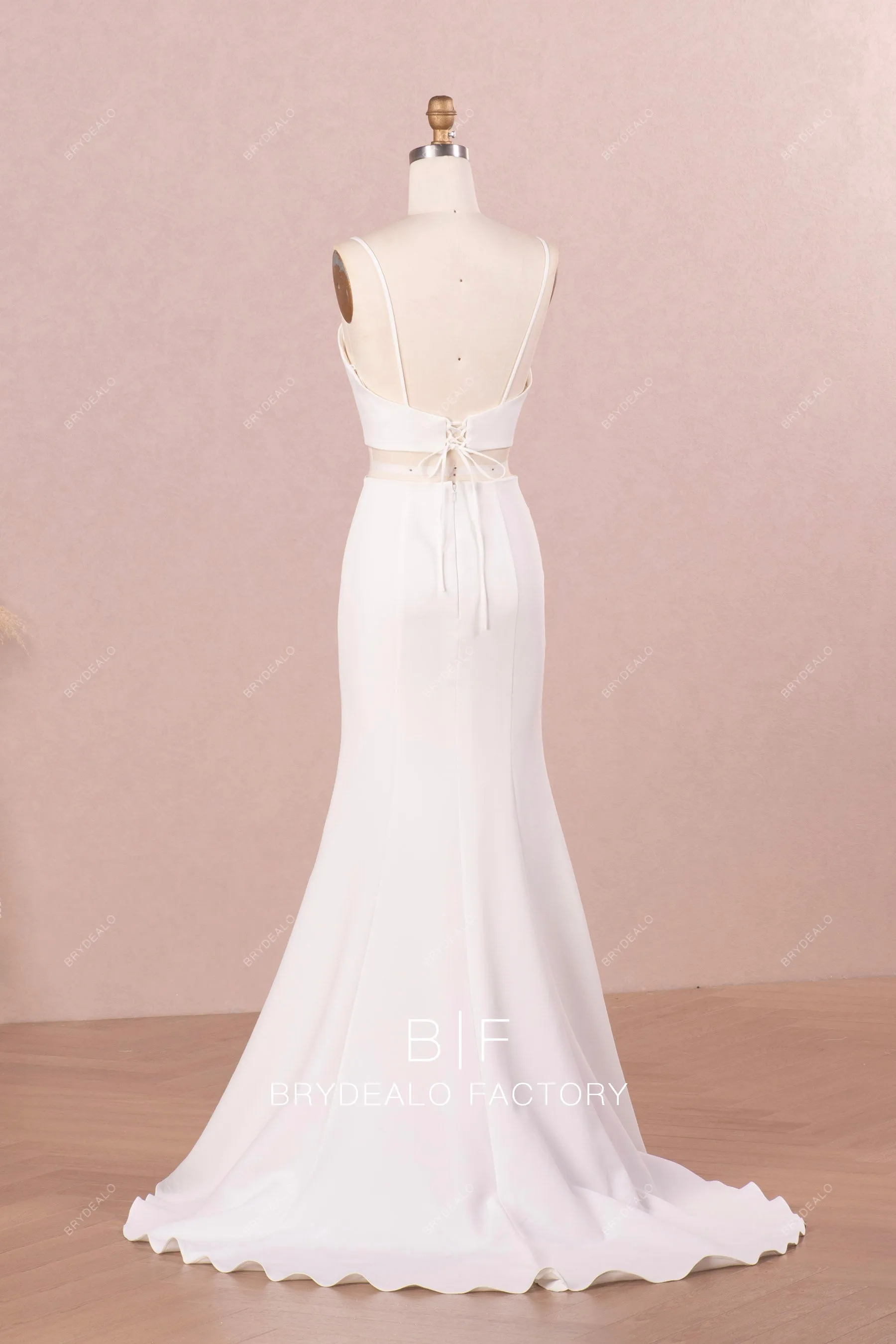 V-neck Lace Bolero Modern Two-Piece Crepe Mermaid Wedding Dress