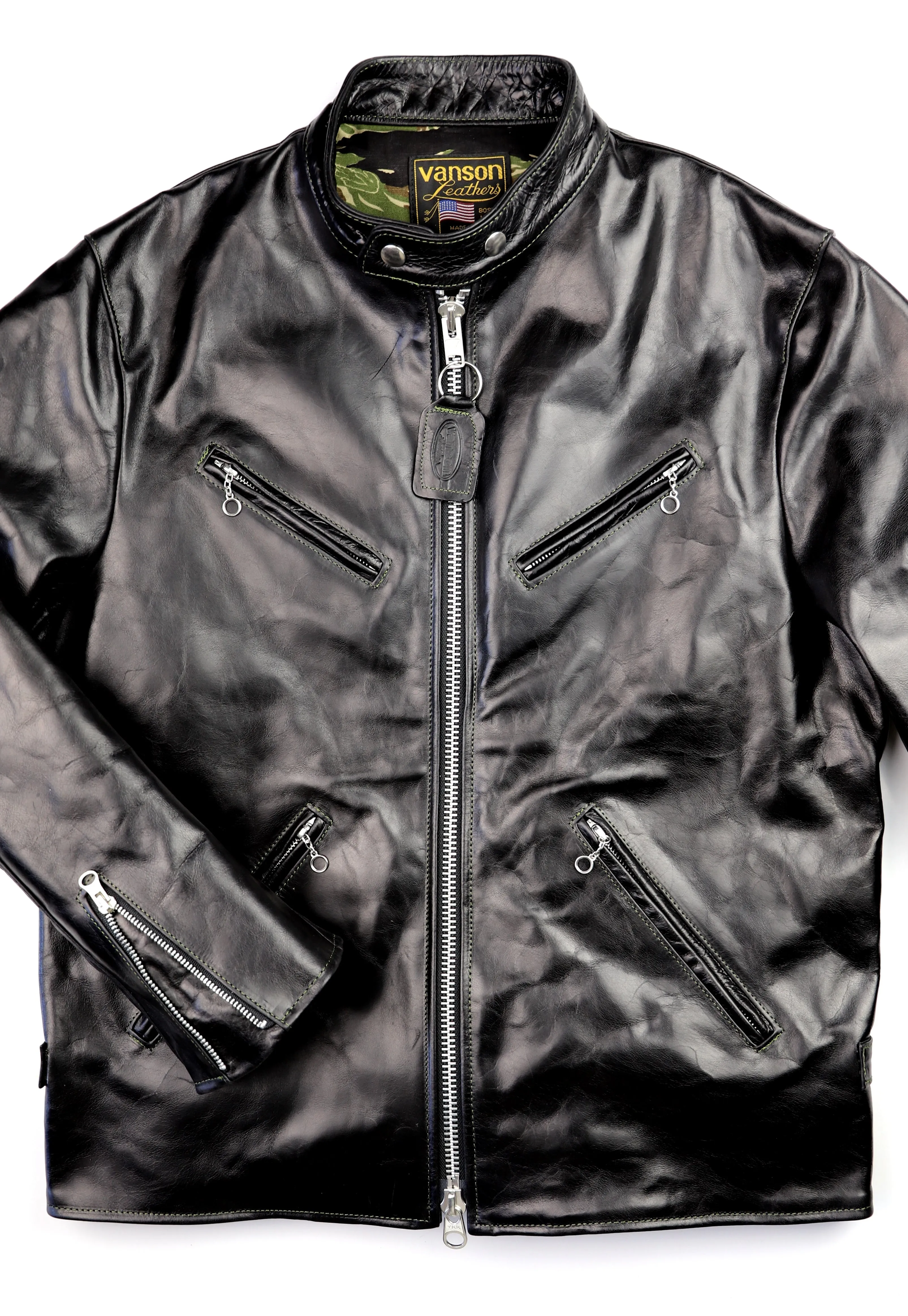 Vanson Agent X Slim Fit Cafe Racer, Black Bainbridge, size XL