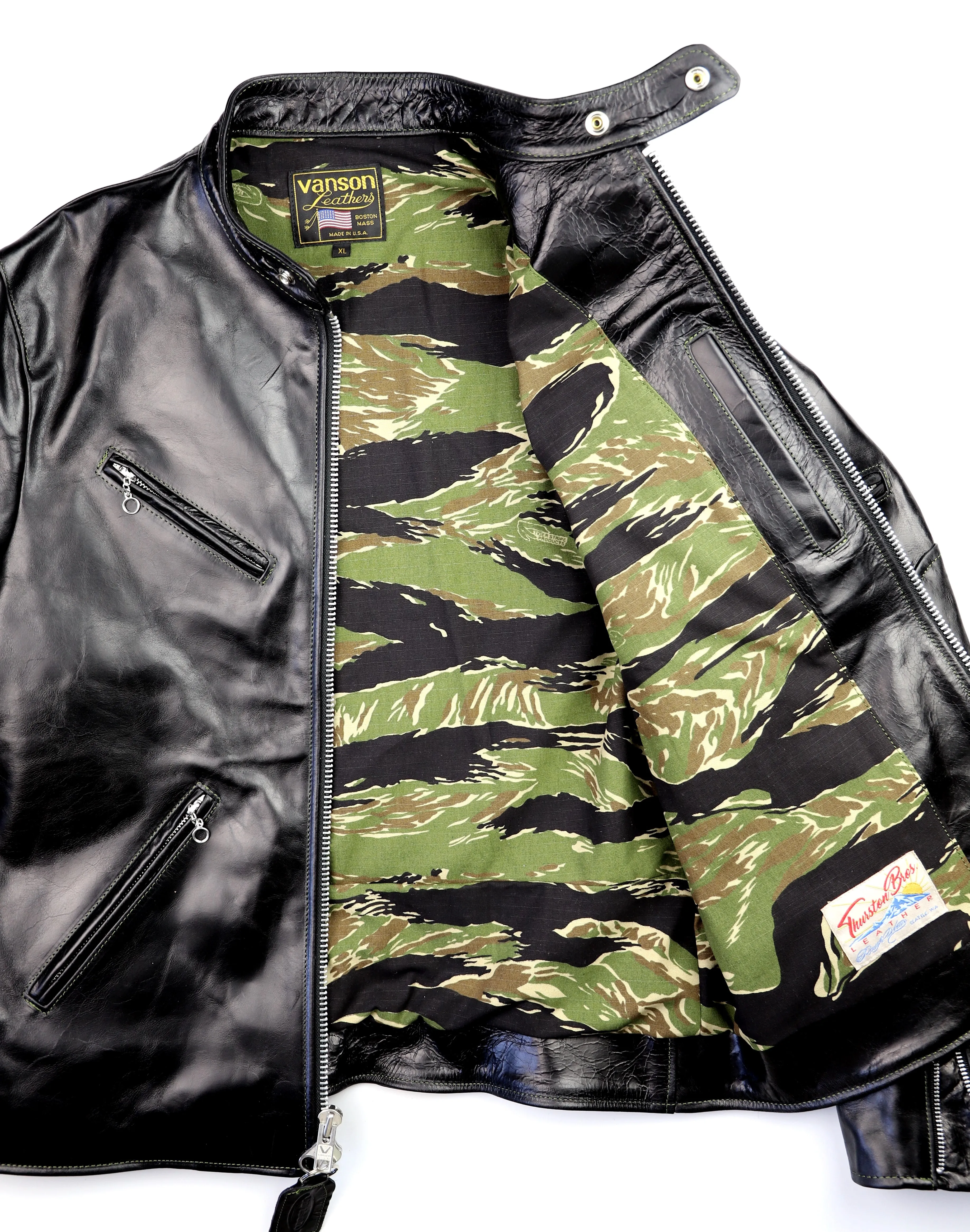Vanson Agent X Slim Fit Cafe Racer, Black Bainbridge, size XL