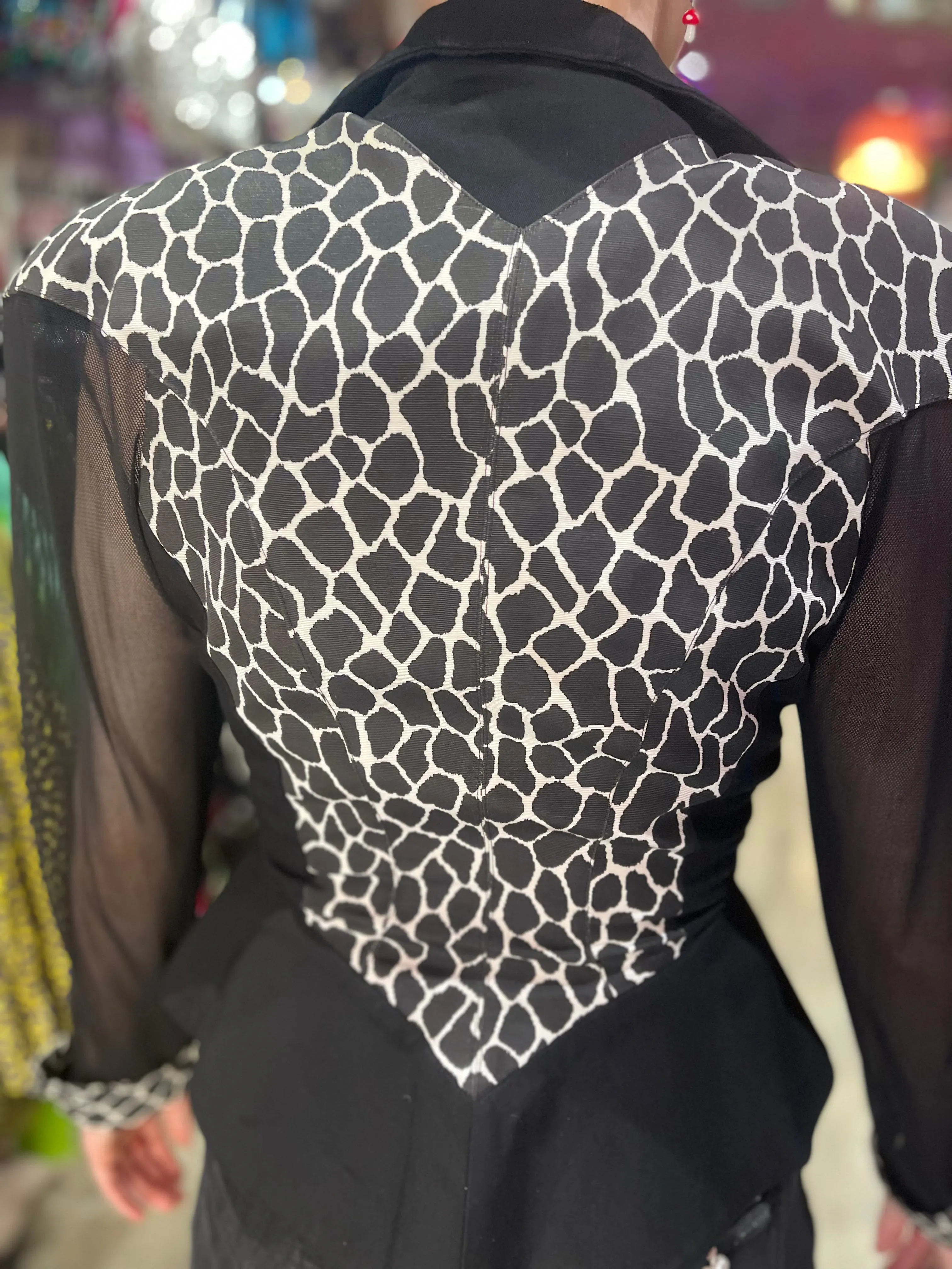 Vintage 90s Giraffe Print Peplum Fitted Jacket