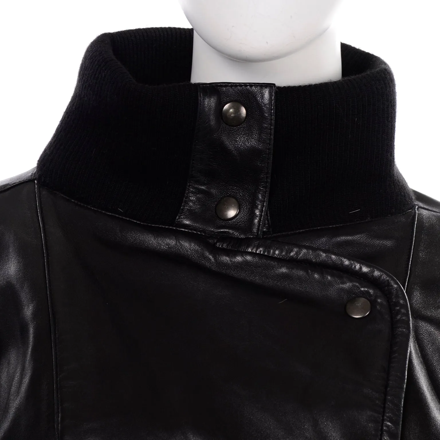 Vintage Claude Montana AW 1985 Black Leather Jacket W Pony Hair Lapels