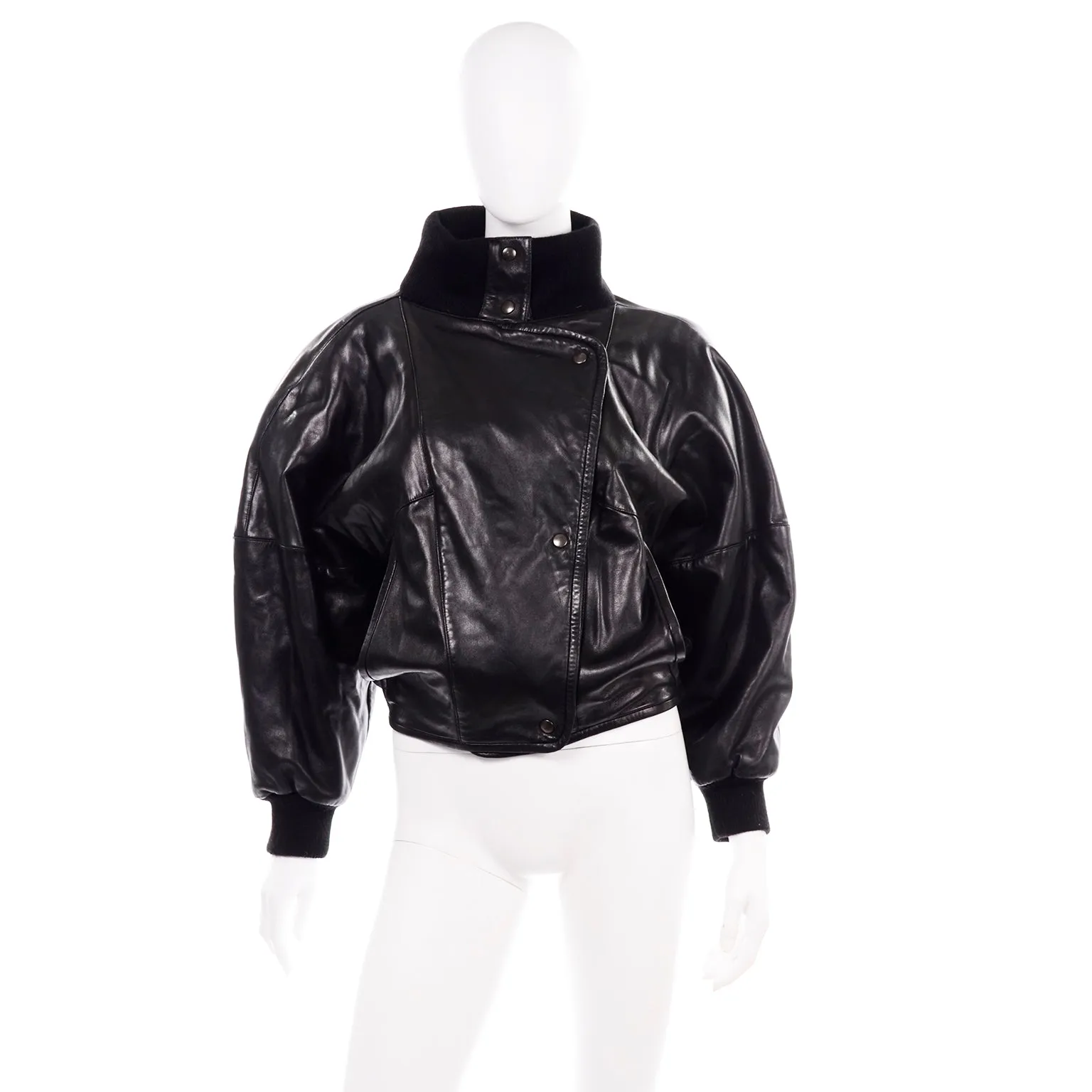 Vintage Claude Montana AW 1985 Black Leather Jacket W Pony Hair Lapels