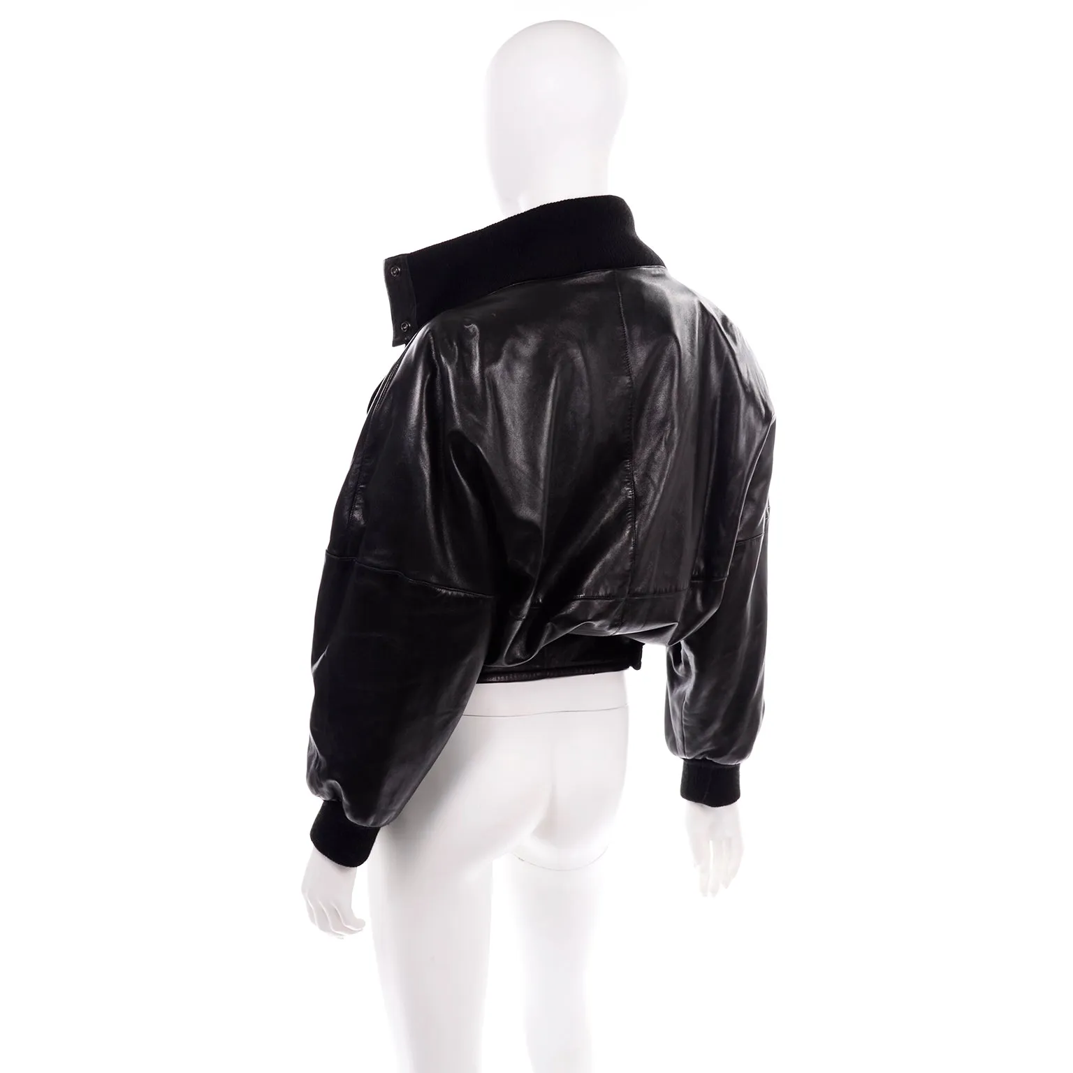 Vintage Claude Montana AW 1985 Black Leather Jacket W Pony Hair Lapels
