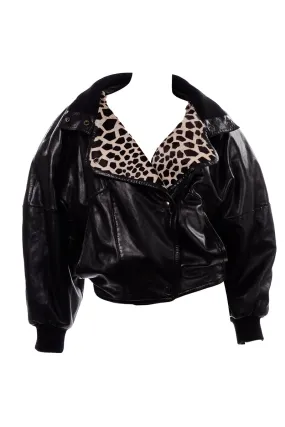 Vintage Claude Montana AW 1985 Black Leather Jacket W Pony Hair Lapels