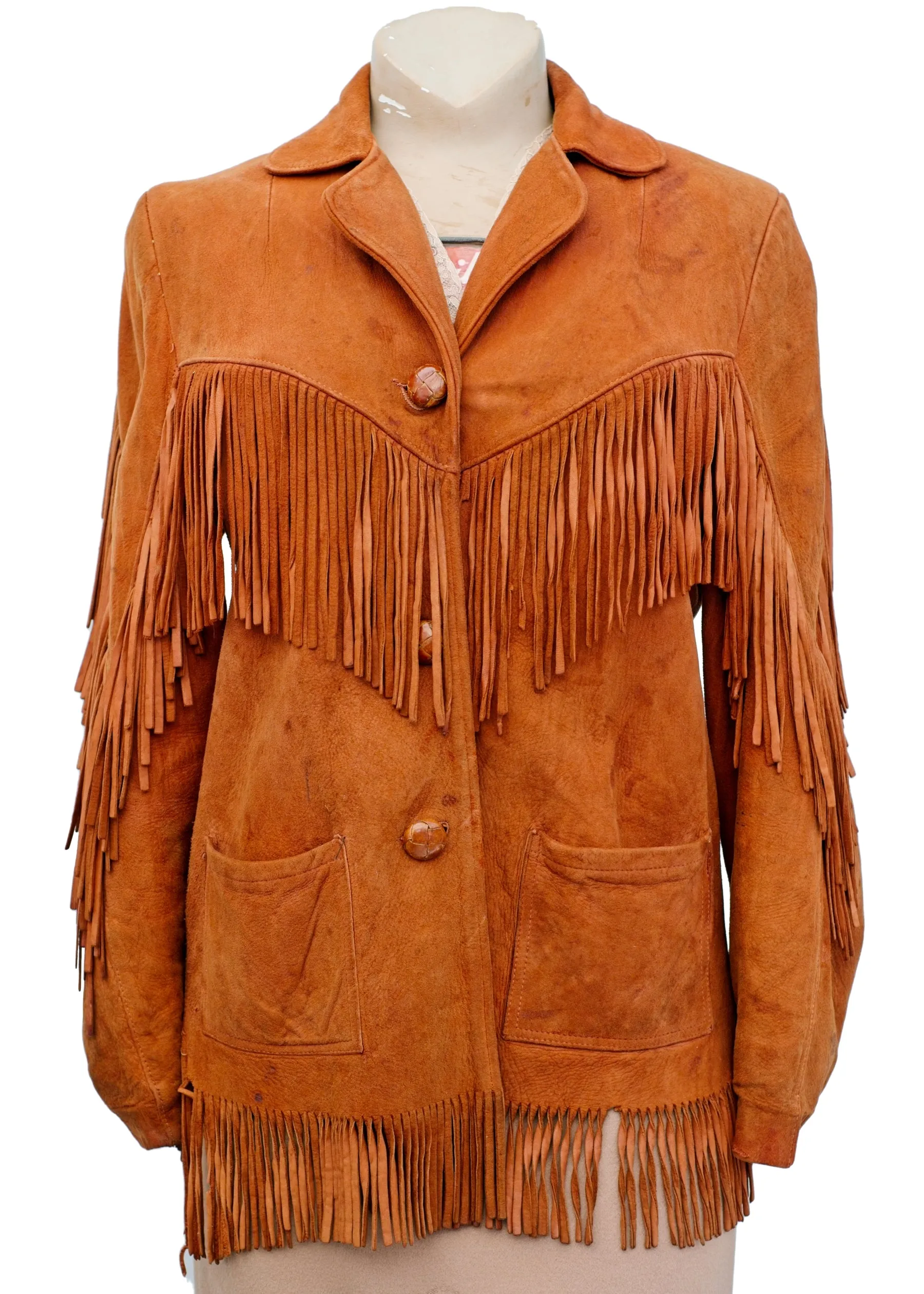 Vintage Western Buckskin Suede Fringed Jacket • Canadian