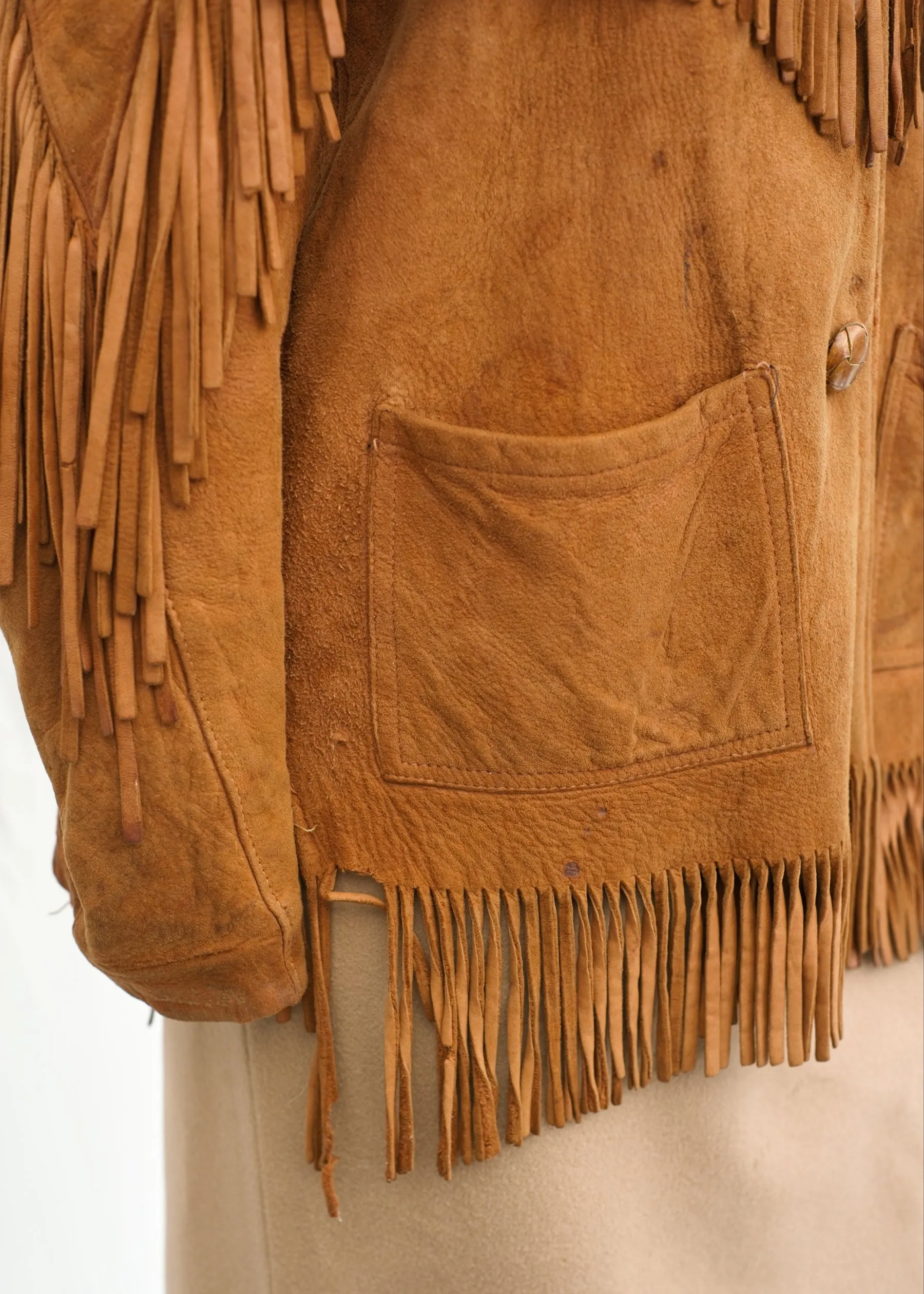 Vintage Western Buckskin Suede Fringed Jacket • Canadian