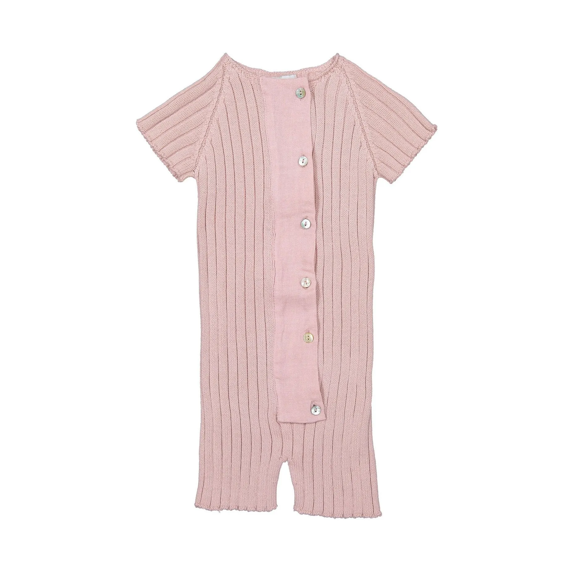VIOLETA E FEDERICO PINK RIBBED ROMPER