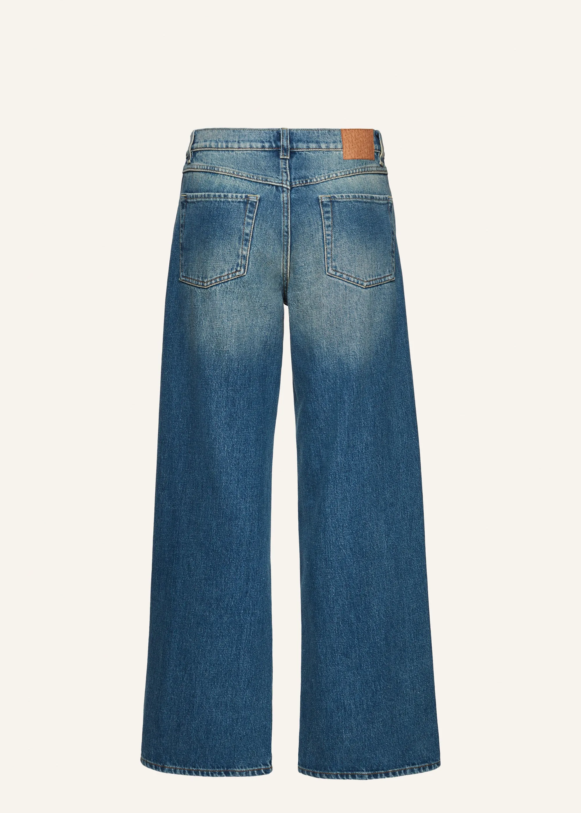 Wide-leg denim pants in washed blue
