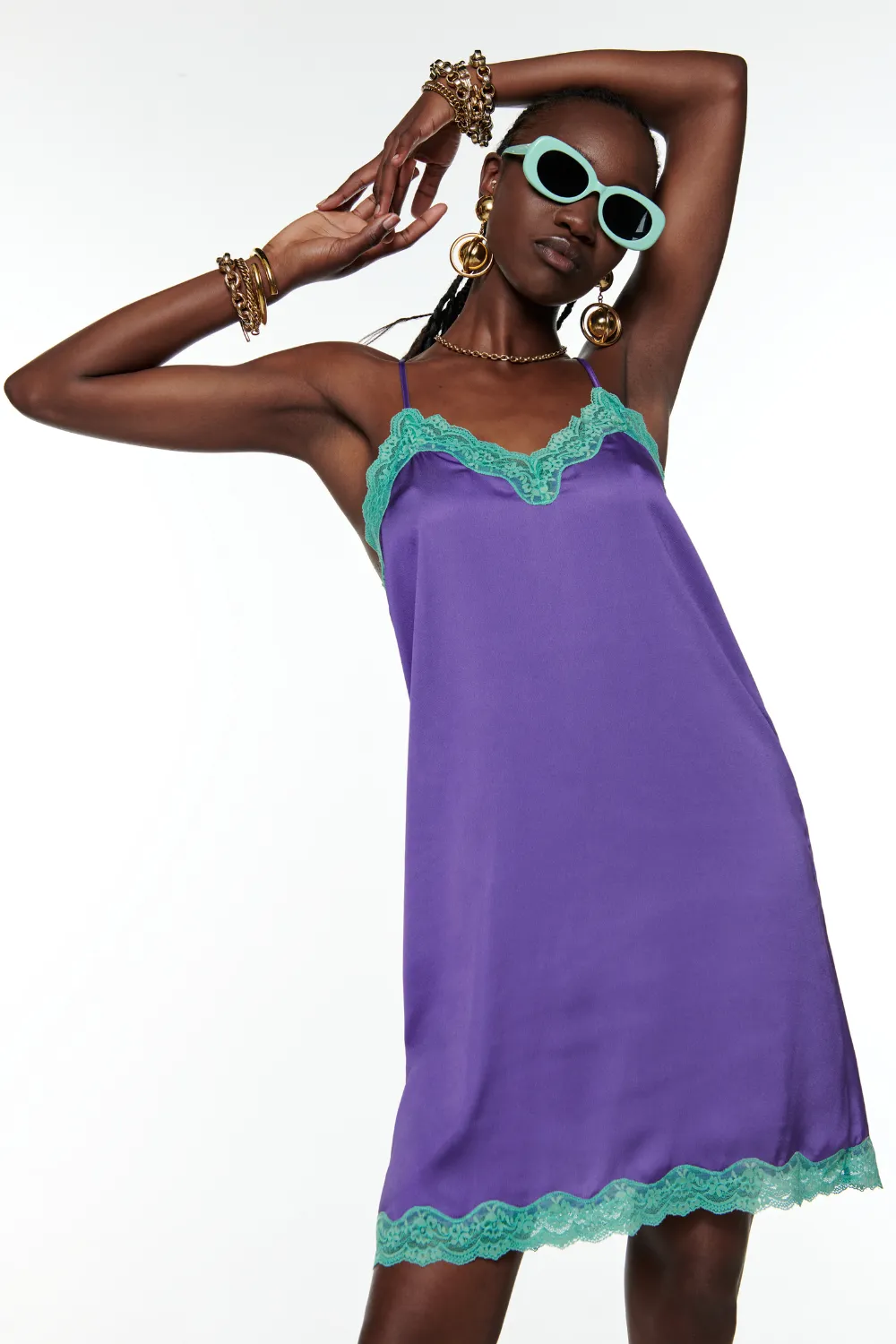 Willow Satin Slip Dress Purple