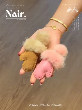 Winter lamb fleece small glove pendant bag keychain cute bag charm