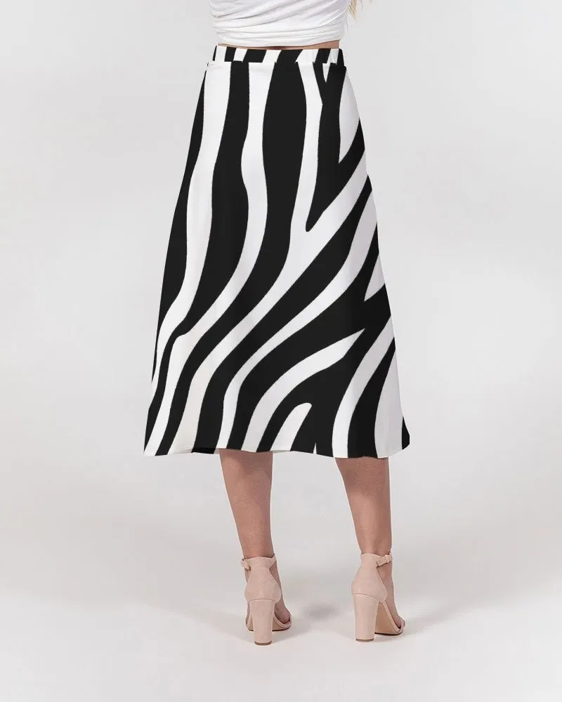 Women's A-Line Midi Skirt Zebra