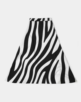 Women's A-Line Midi Skirt Zebra