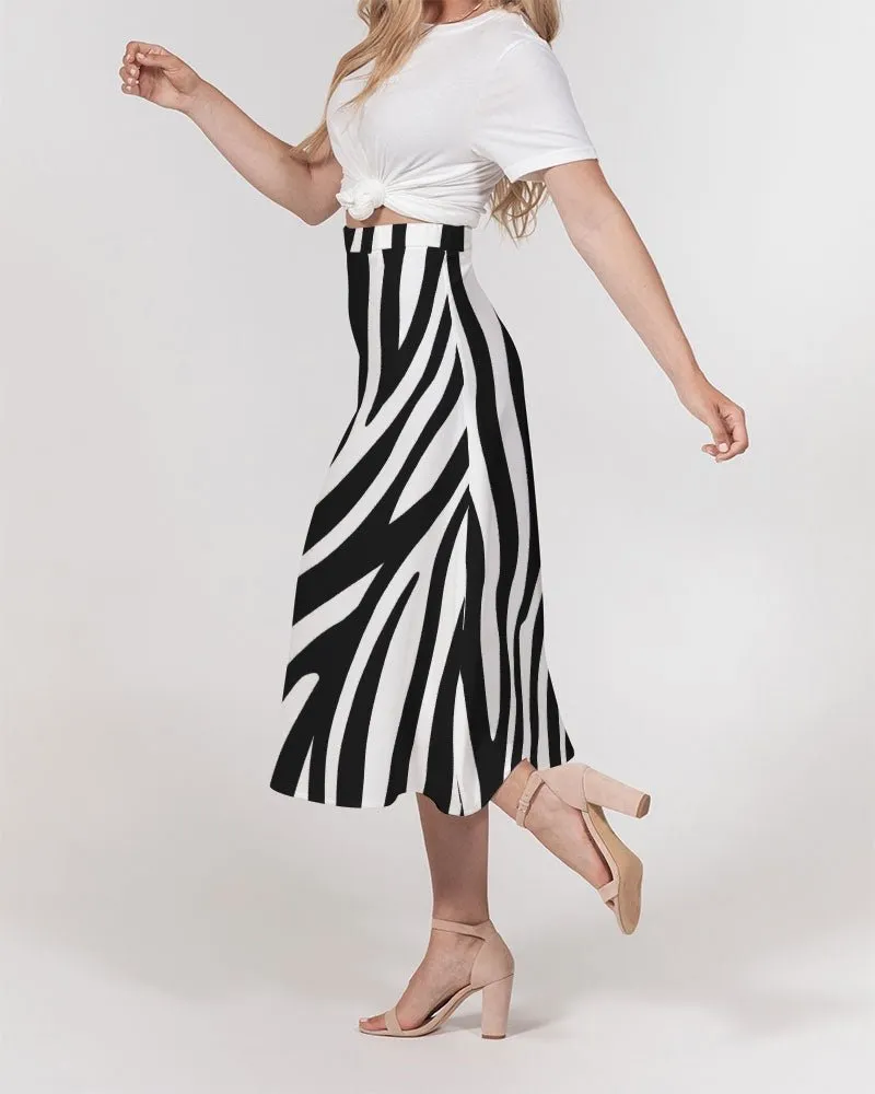Women's A-Line Midi Skirt Zebra