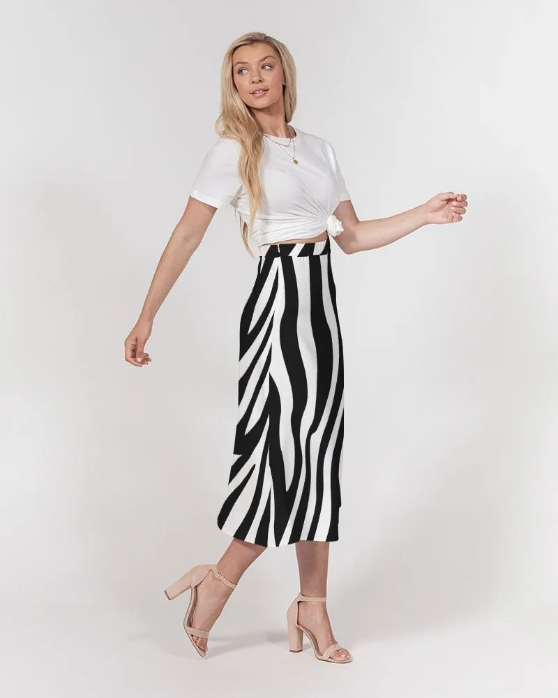 Women's A-Line Midi Skirt Zebra