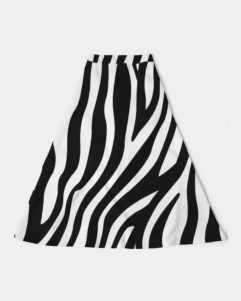 Women's A-Line Midi Skirt Zebra