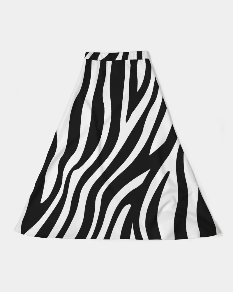 Women's A-Line Midi Skirt Zebra