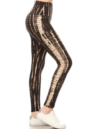 Yoga Waist 5" Tie Dye Brown Print Leggings